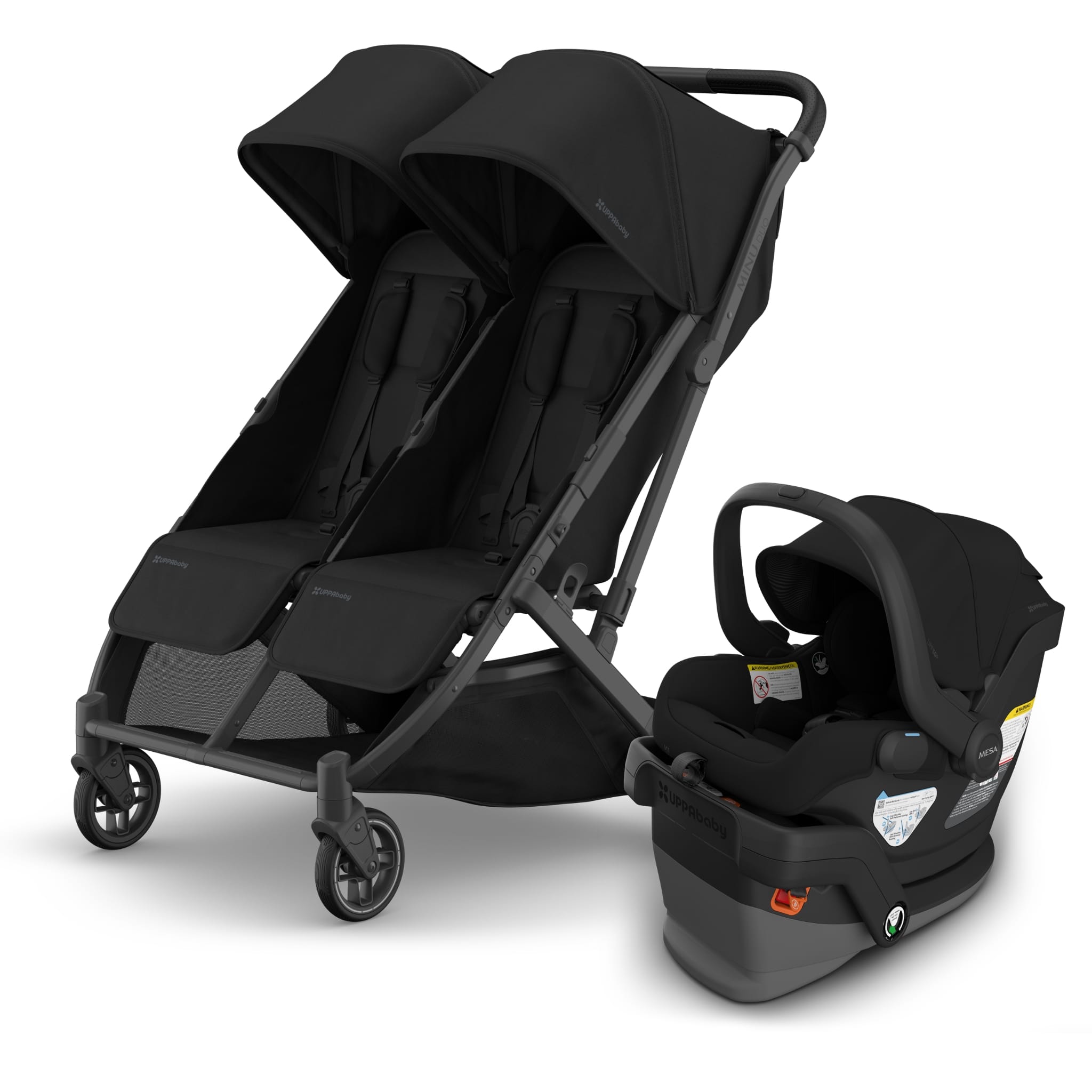 UPPAbaby Minu Duo Compact Double Stroller + Mesa V3 Travel System Bundle - James