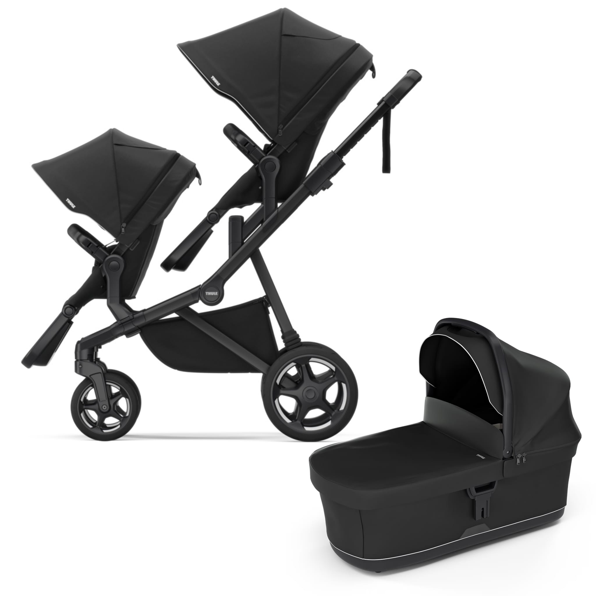 Thule Sleek 2 Double Stroller + Bassinet Bundle - Black