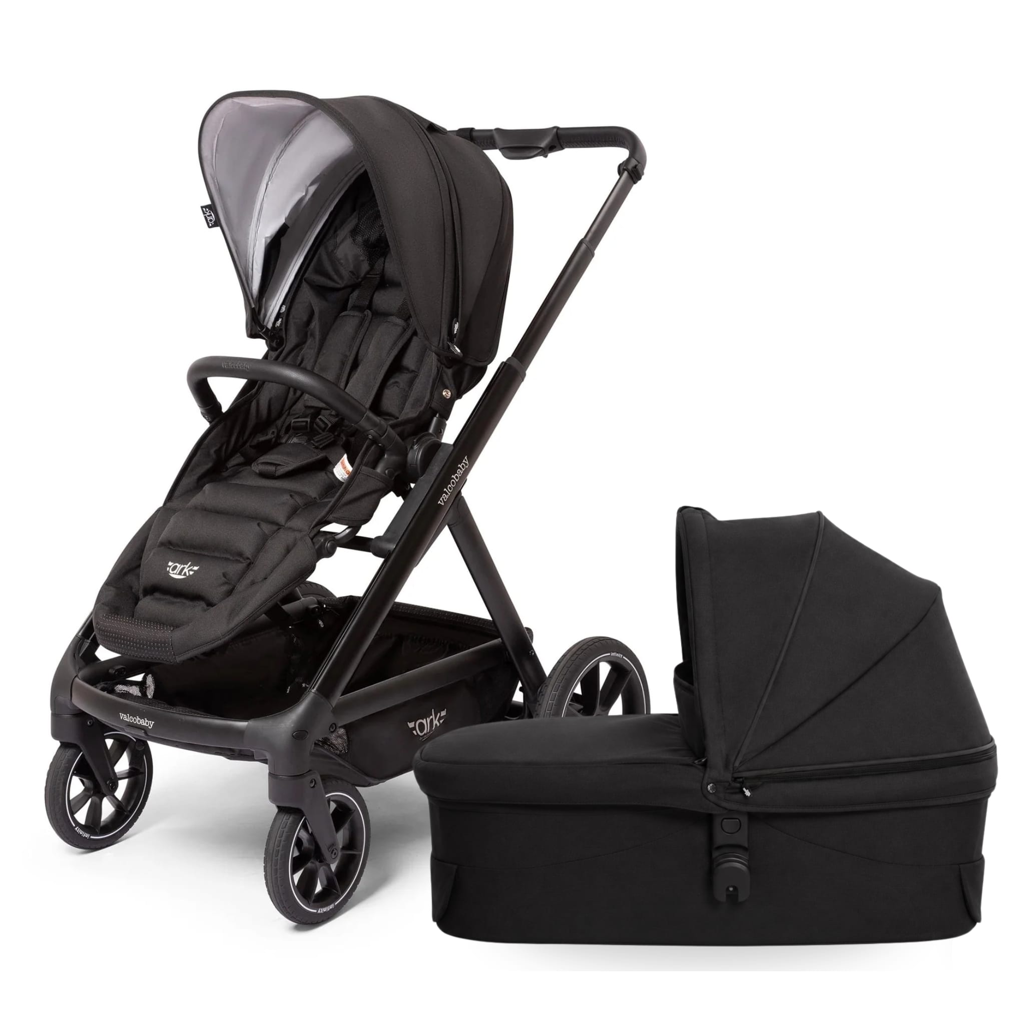 Valco Ark Single Stroller + Bassinet Bundle - Black