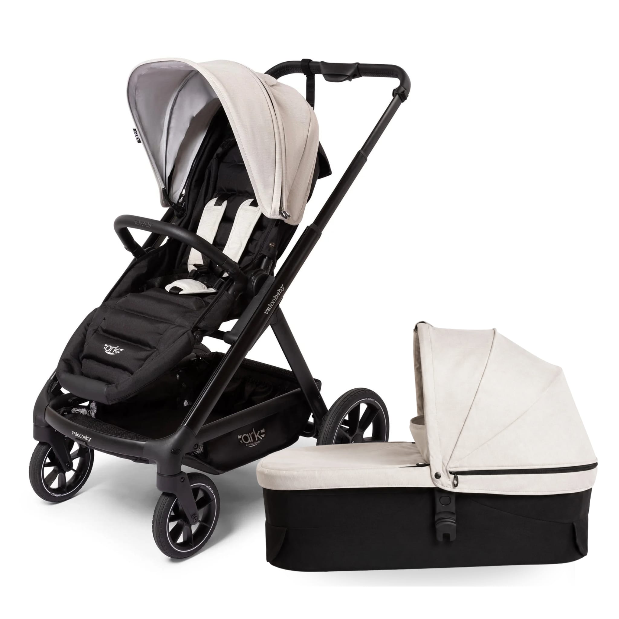 Valco Ark Single Stroller + Bassinet Bundle - Cloud