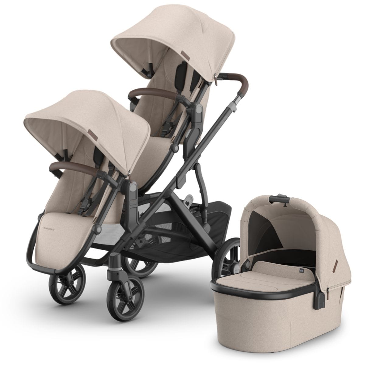UPPAbaby Vista V3 Double Stroller with RumbleSeat V3 + Bassinet Bundle - Ada