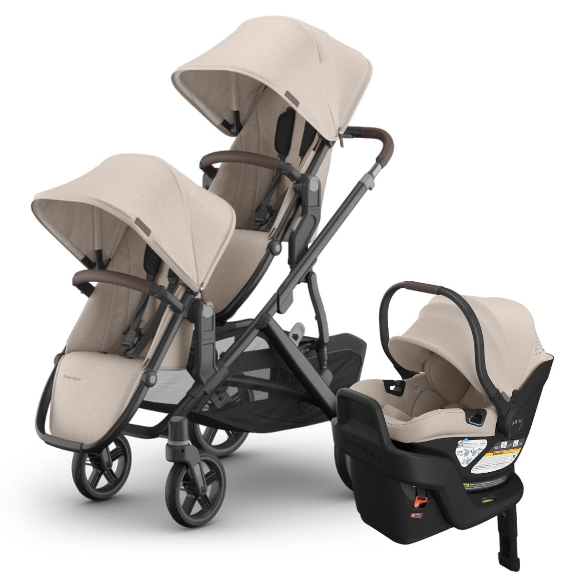 UPPAbaby Vista V3 Double Stroller with RumbleSeat V3 + Aria V2 Travel System Bundle - Ada / Ada