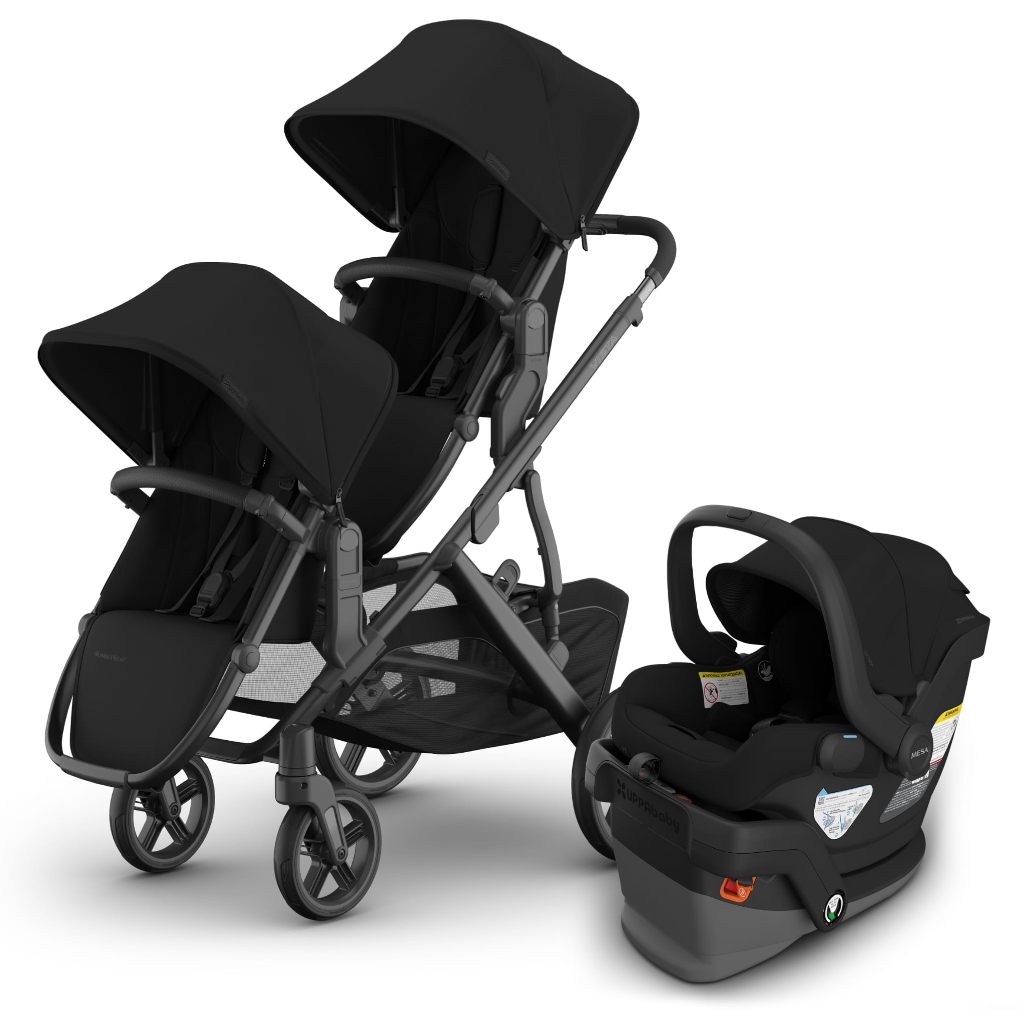 UPPAbaby Vista V3 Double Stroller with RumbleSeat V3 + Mesa V3 Travel System Bundle - James / James