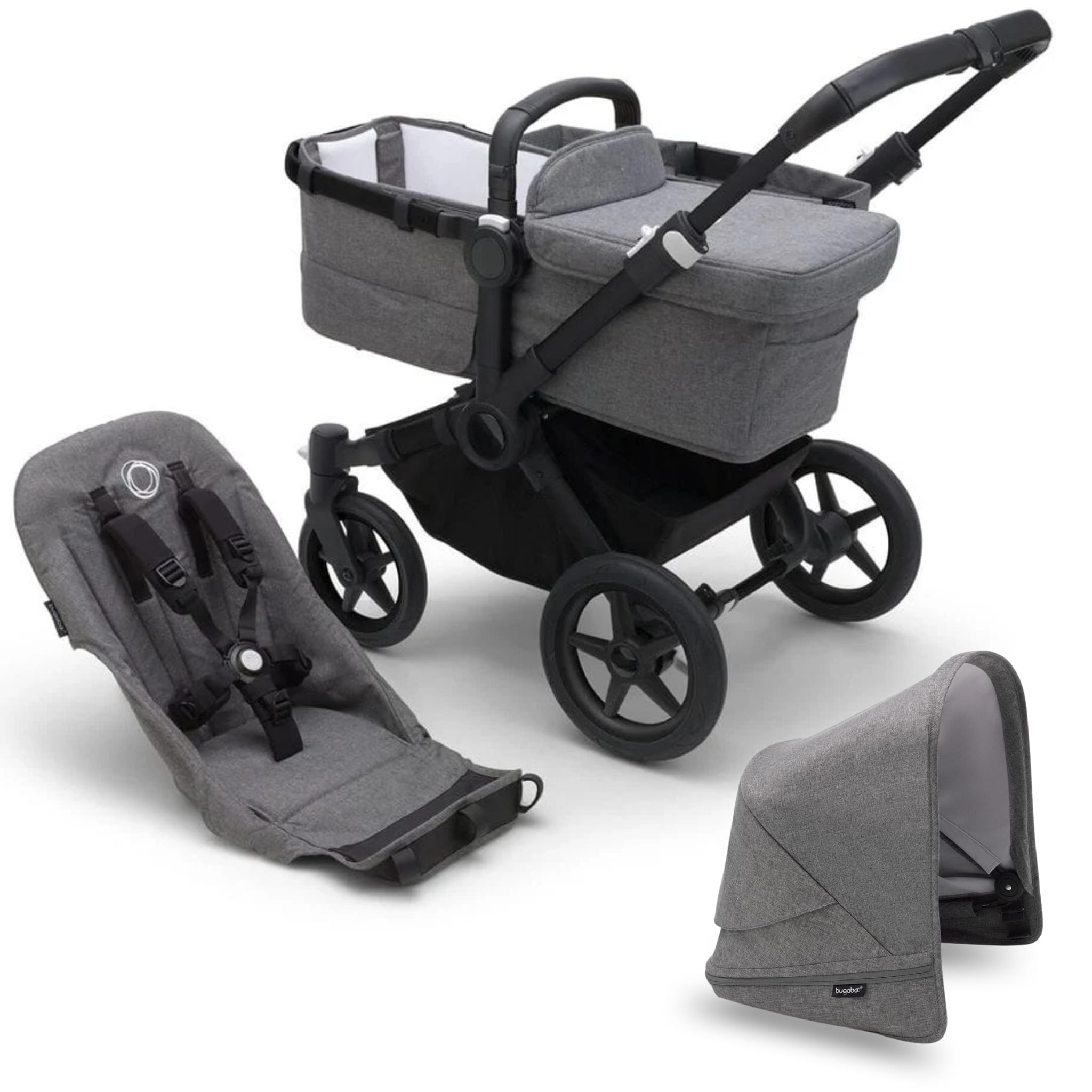 Bugaboo Donkey 5 Mono Complete Single-to-Double Stroller - Black / Grey Melange / Grey Melange