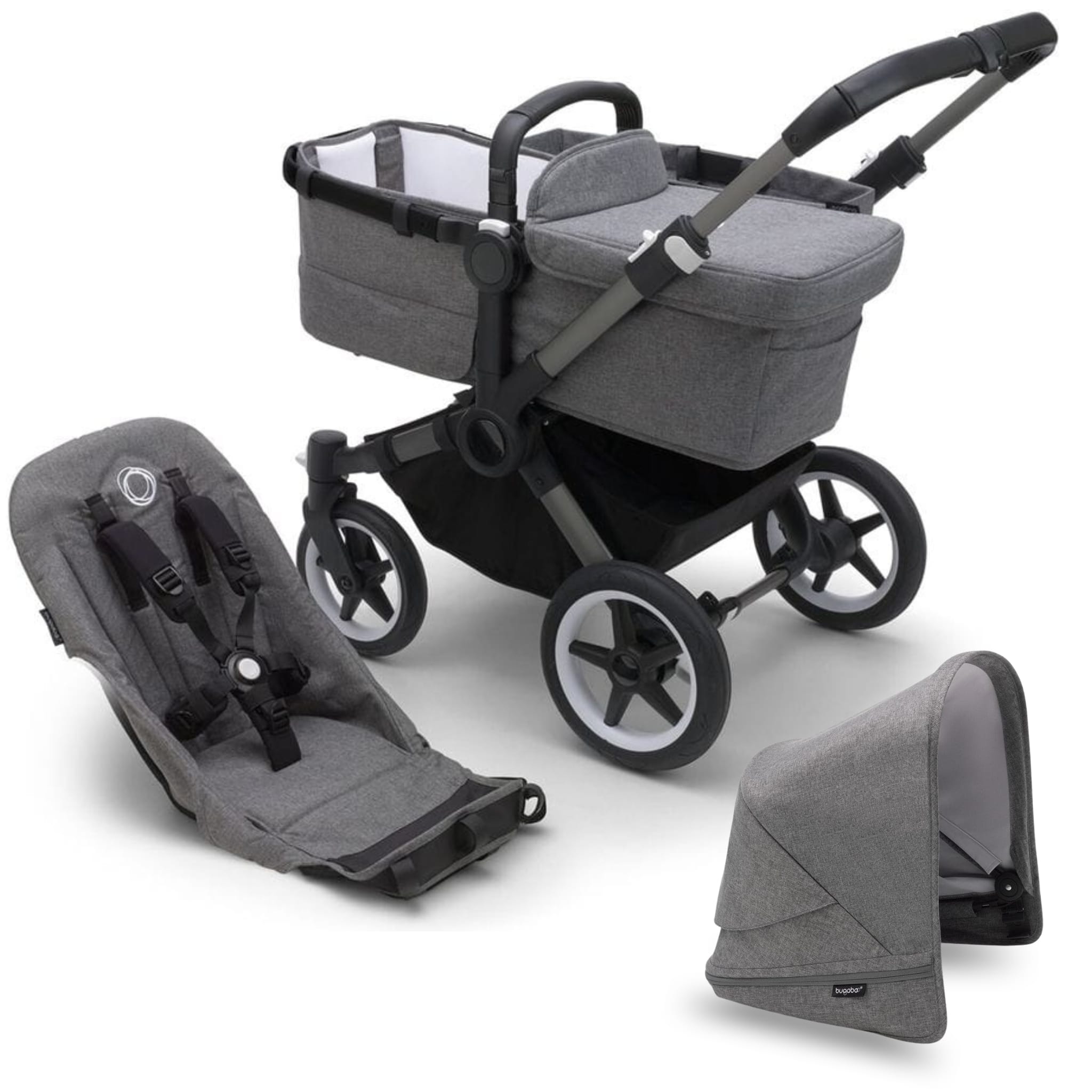 Bugaboo Donkey 5 Mono Complete Single-to-Double Stroller - Graphite  / Grey Melange / Grey Melange