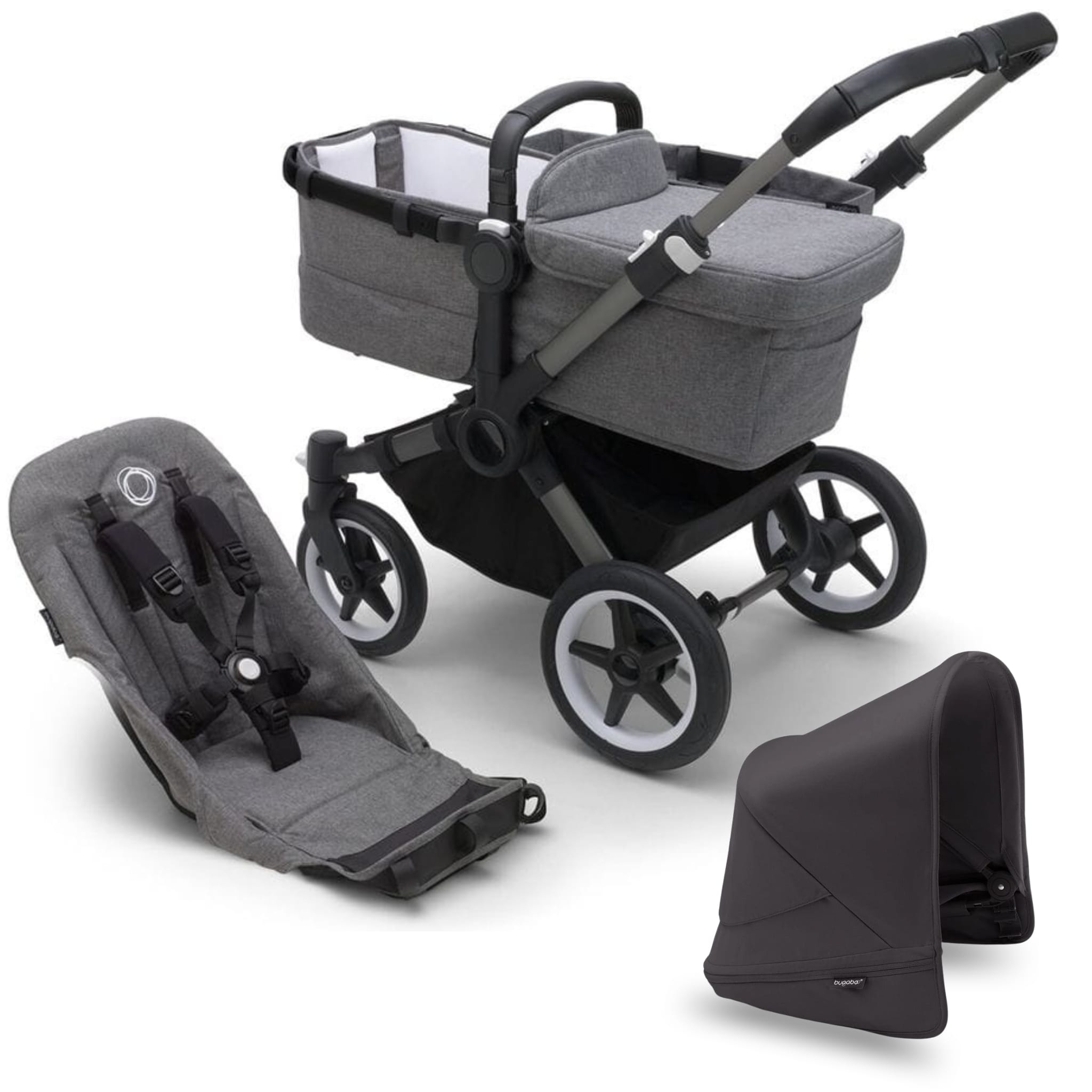 Bugaboo Donkey 5 Mono Complete Single-to-Double Stroller - Graphite  / Grey Melange / Midnight Black