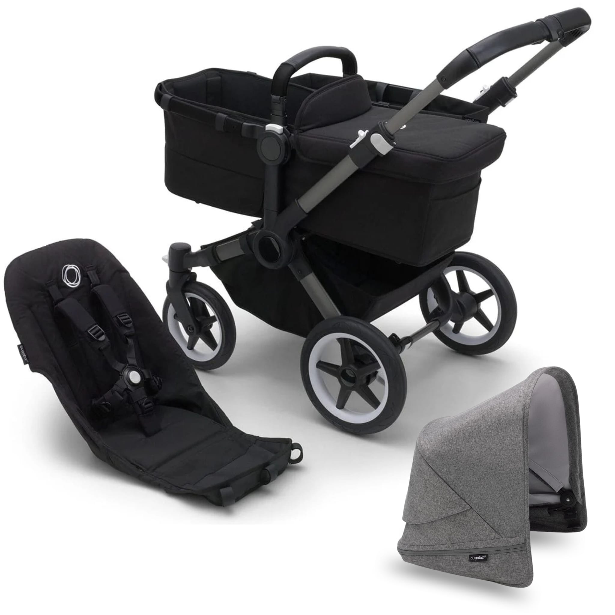 Bugaboo Donkey 5 Mono Complete Single-to-Double Stroller - Graphite  / Midnight Black / Grey Melange