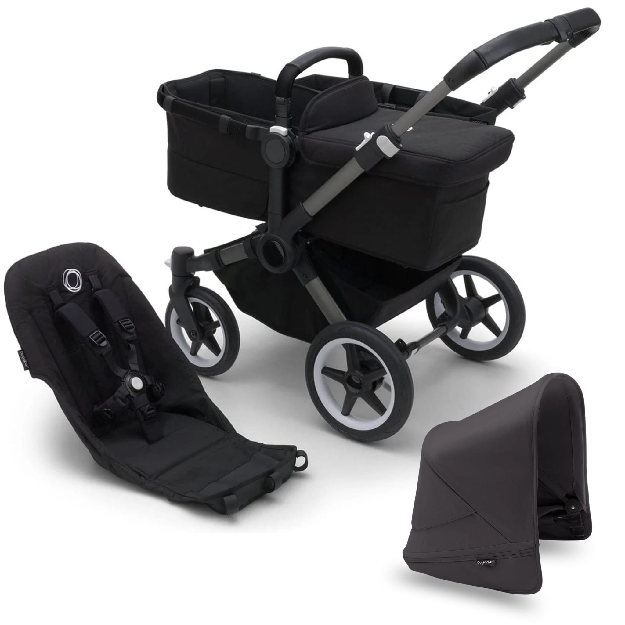 Bugaboo Donkey 5 Mono Complete Single-to-Double Stroller - Graphite  / Midnight Black / Midnight Black