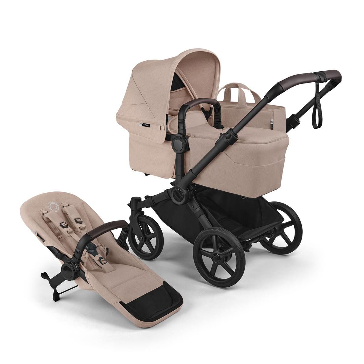 Bugaboo Donkey 6 Complete Single-to-Double Stroller - Black / Desert Taupe Melange / Desert Taupe Melange