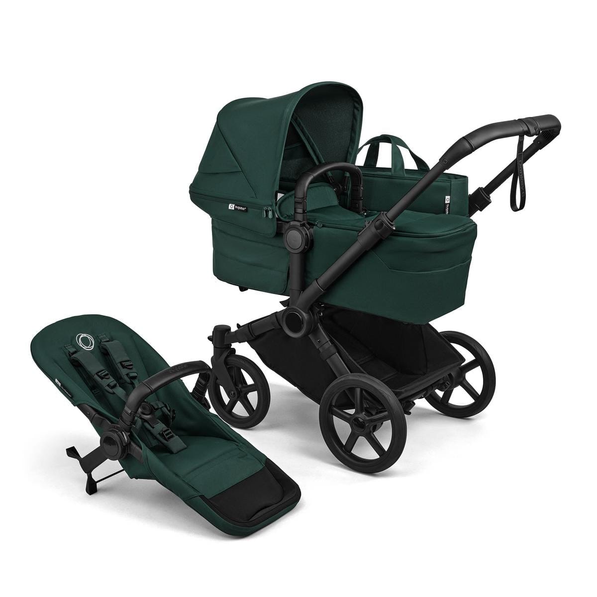 Bugaboo Donkey 6 Complete Single-to-Double Stroller - Black / Fern Green / Fern Green