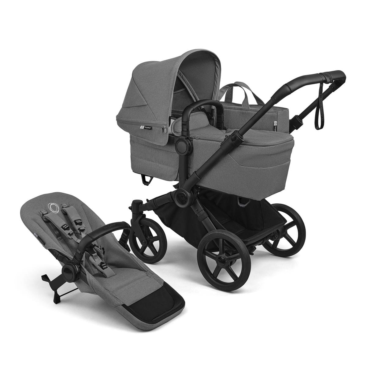 Bugaboo Donkey 6 Complete Single-to-Double Stroller - Black / Moon Grey / Moon Grey