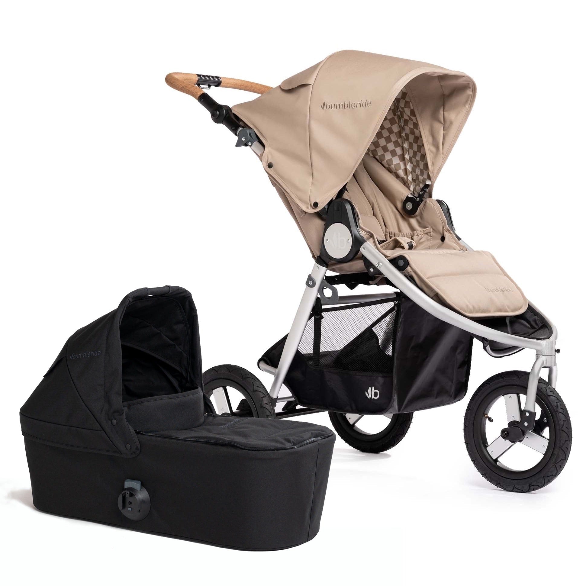 Bumbleride Indie Single Stroller + Bassinet Bundle - Sand / Black