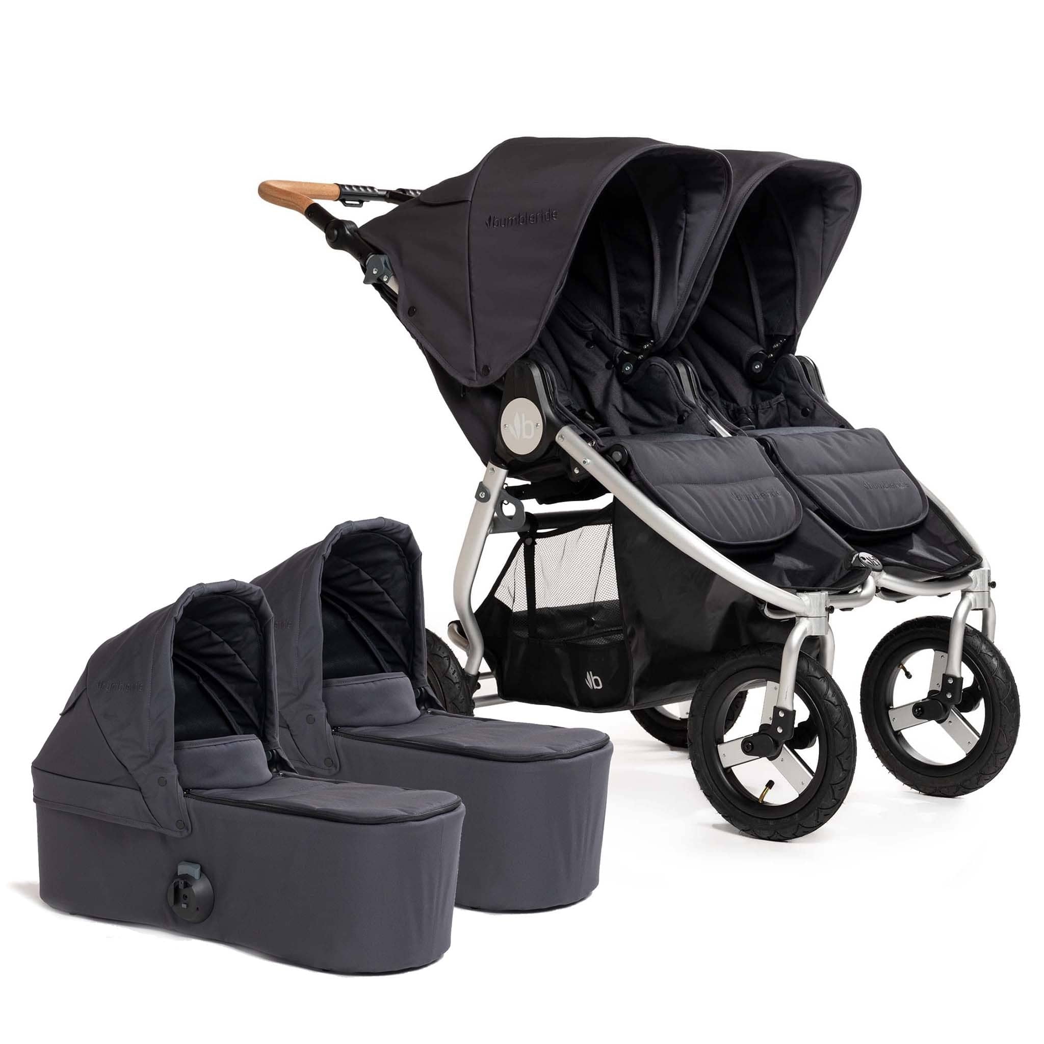 Bumbleride Indie Twin Double Stroller + 2 Bassinet Bundle - Dusk / Dusk