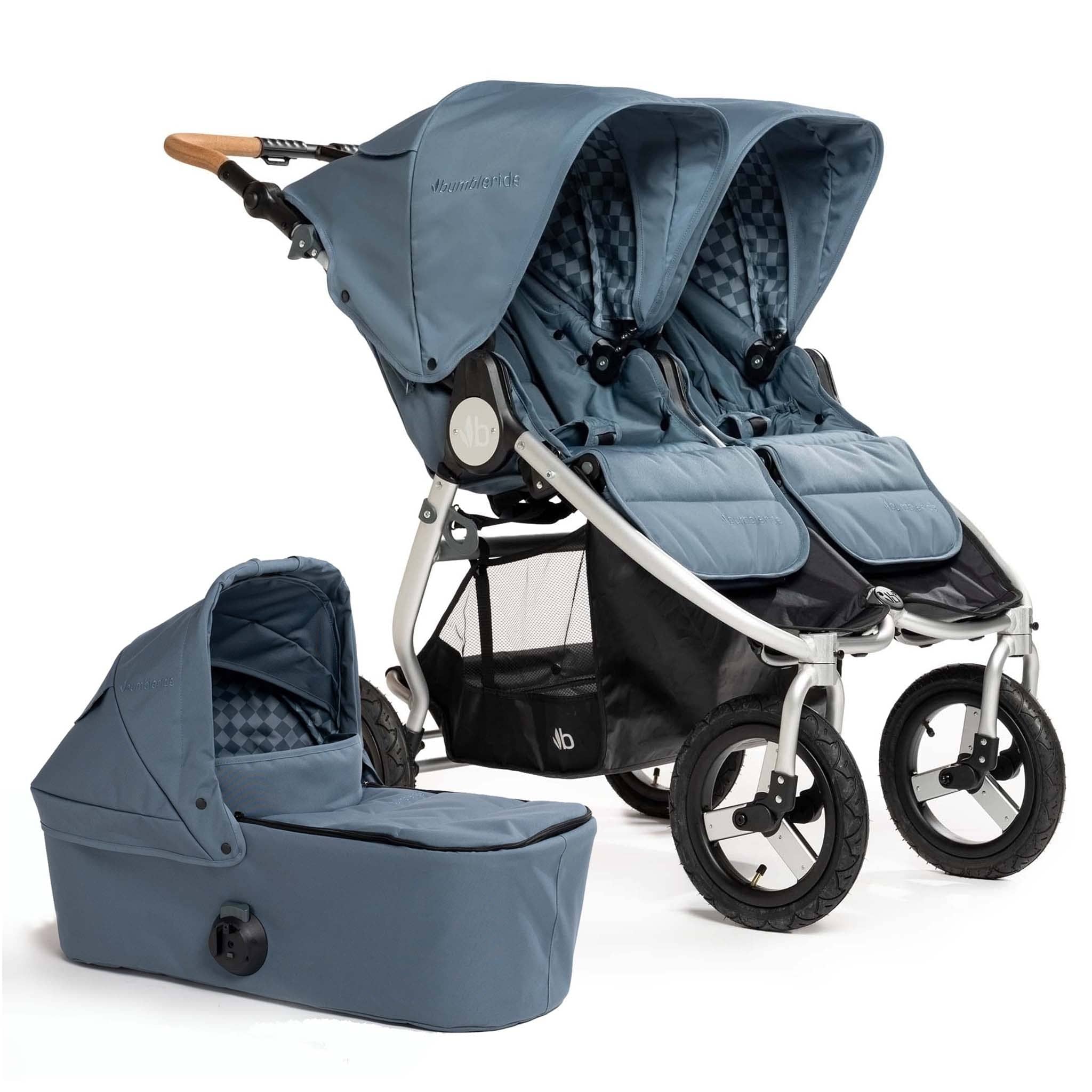 Bumbleride Indie Twin Double Stroller + Bassinet Bundle - Ocean / Ocean