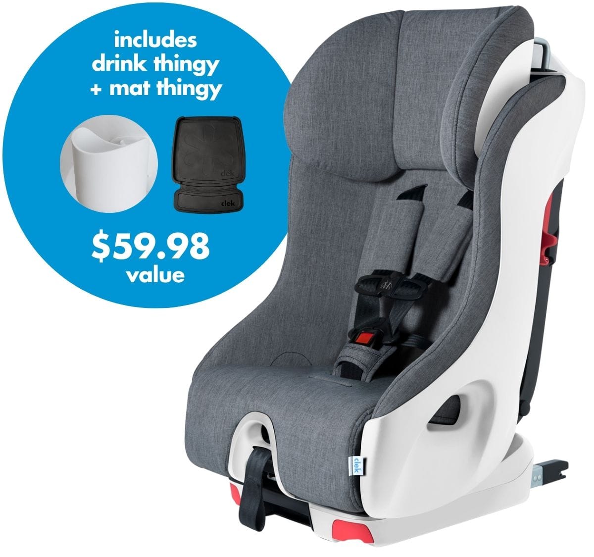 Clek Foonf Convertible Car Seat + Drink & Mat Thingy Bundle - C-Zero Cloud
