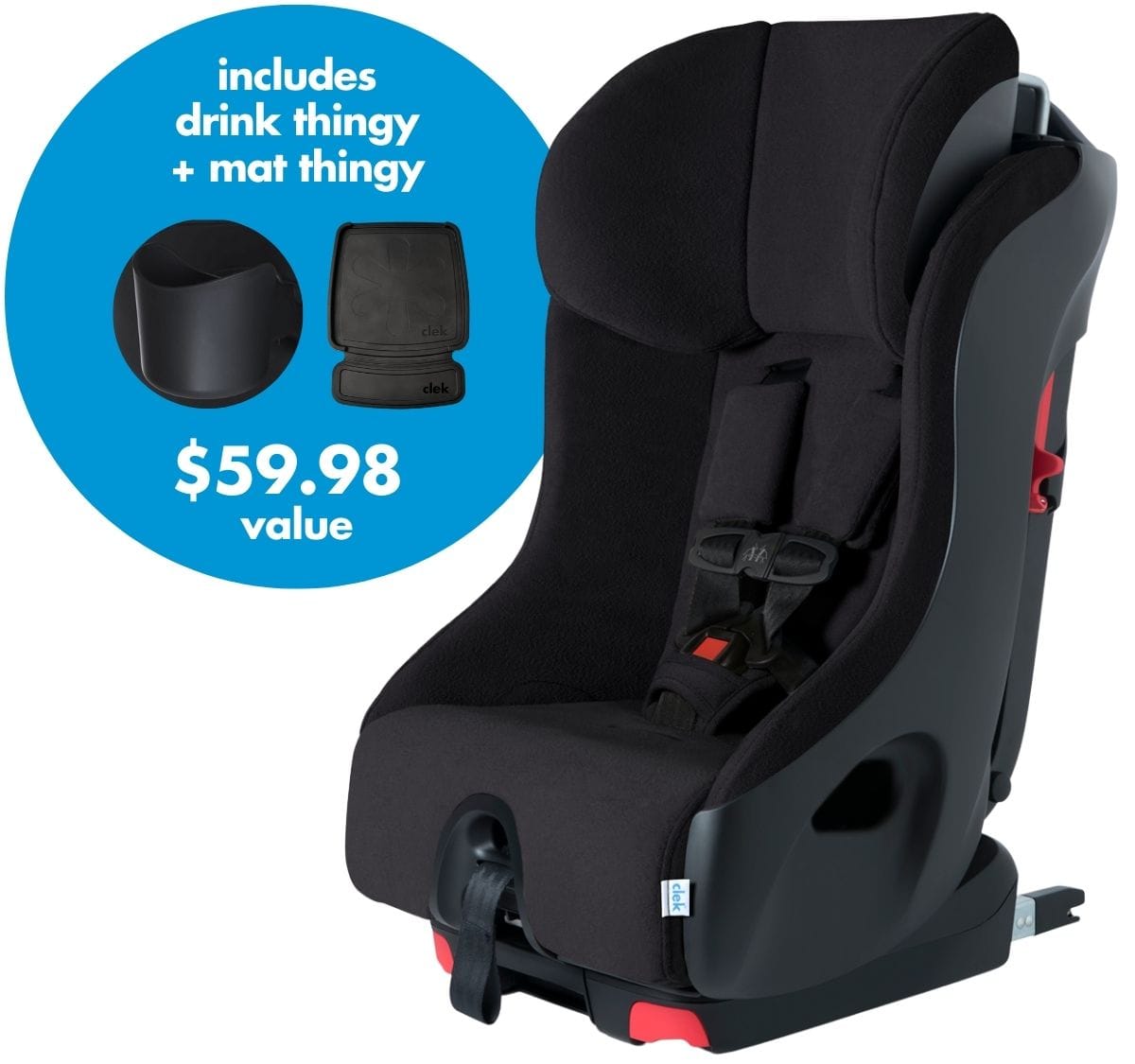Clek Foonf Convertible Car Seat + Drink & Mat Thingy Bundle - C-Zero Shadow