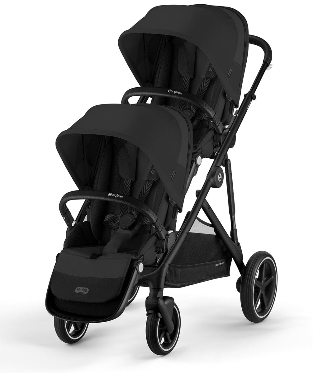 Cybex Gazelle S Double Stroller Bundle - Black Frame / Moon Black