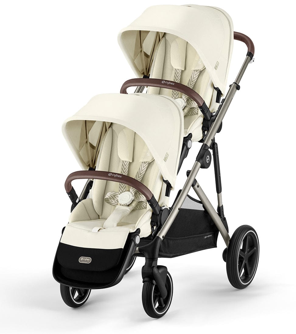 Cybex Gazelle S Double Stroller Bundle - Taupe Frame / Seashell Beige