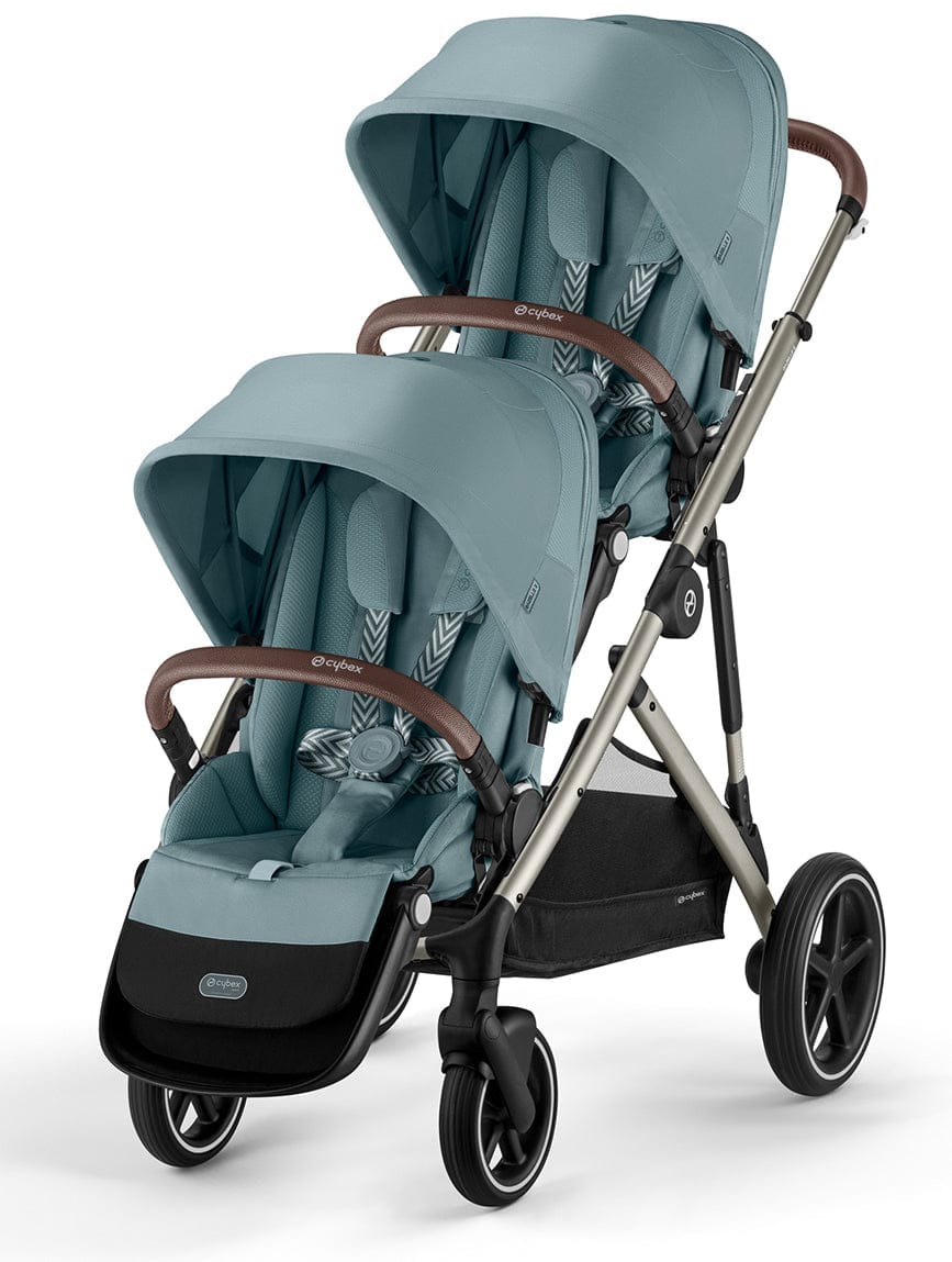 Cybex Gazelle S Double Stroller Bundle - Taupe Frame / Sky Blue