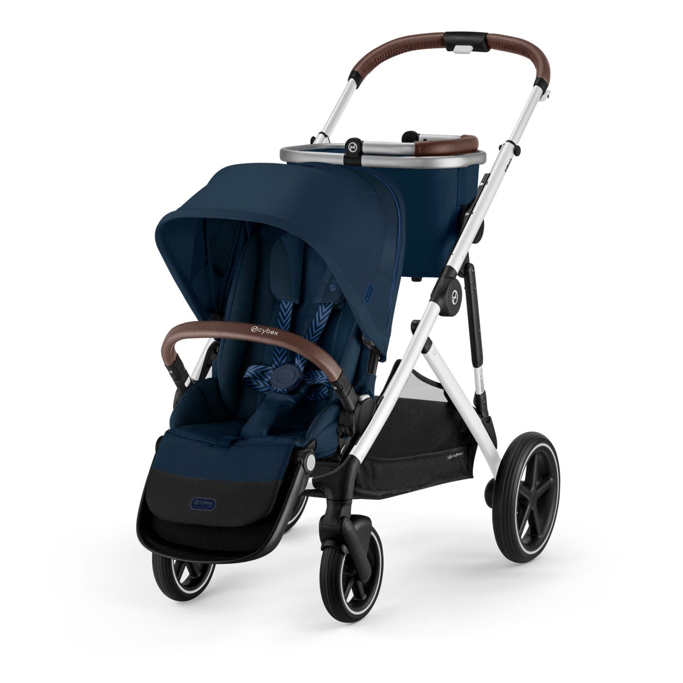 Cybex Gazelle S Single-to-Double Stroller - Silver Frame / Ocean Blue