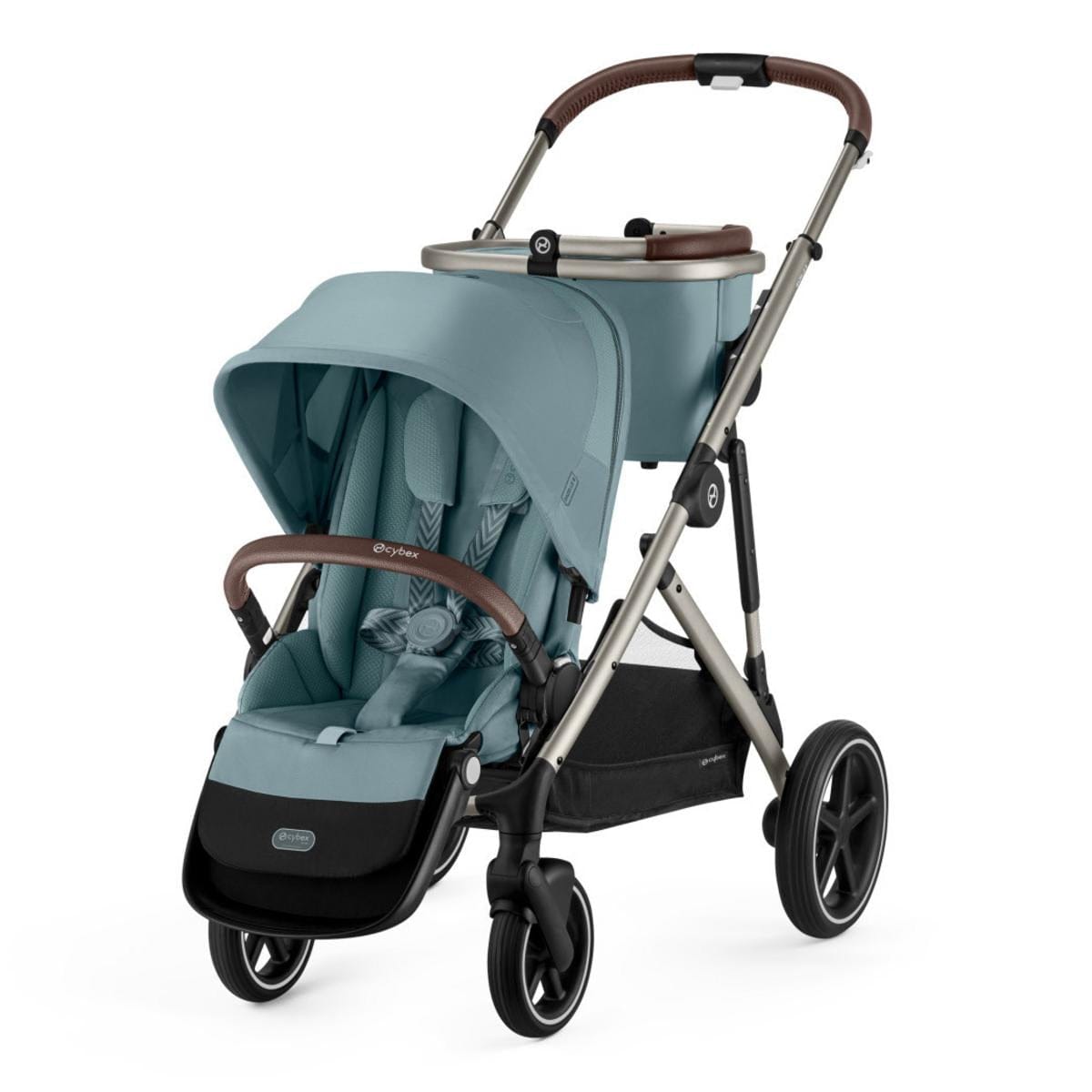 Cybex Gazelle S Single-to-Double Stroller - Taupe Fame / Stormy Blue