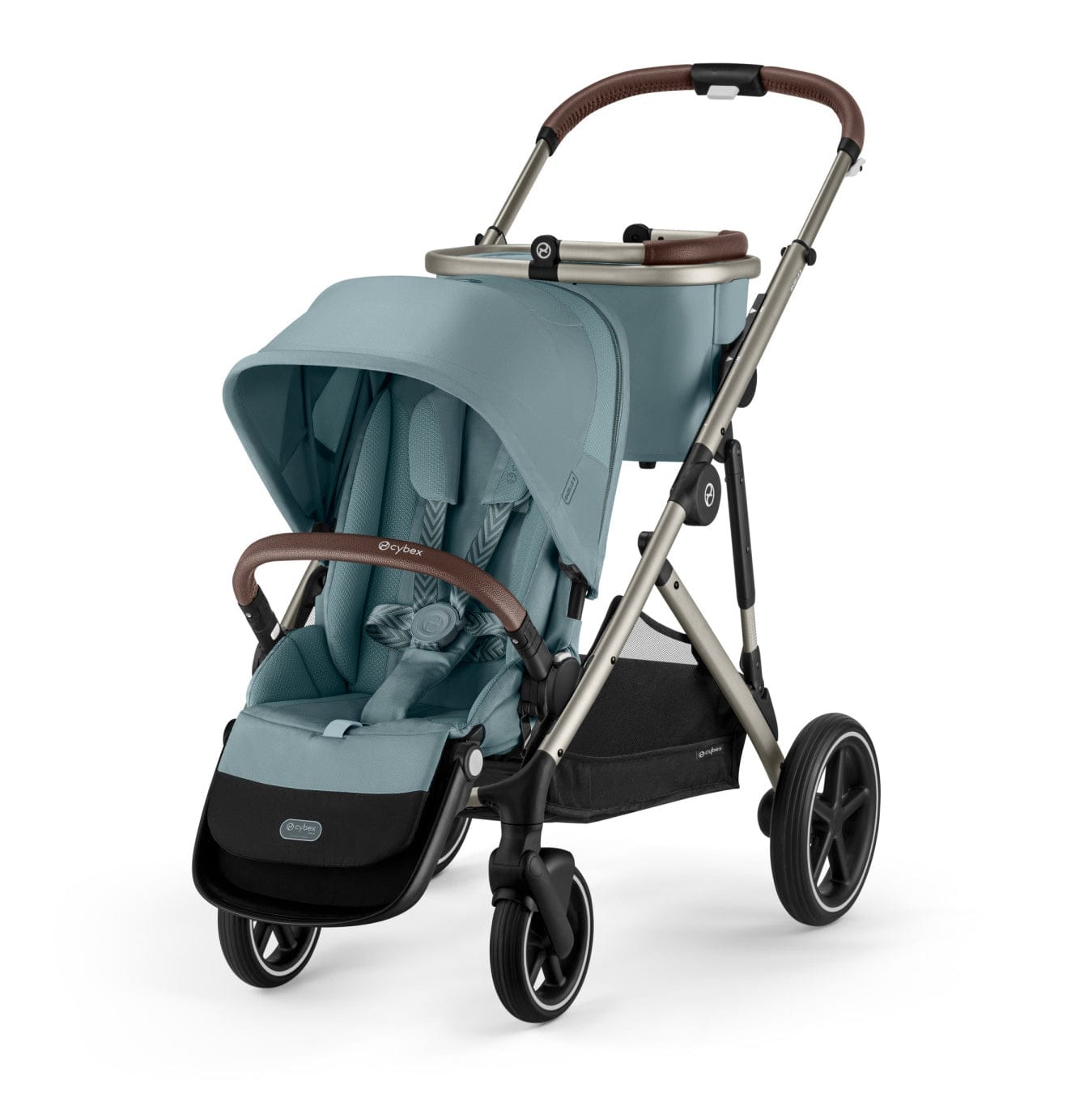 Cybex Gazelle S Single-to-Double Stroller - Taupe Frame / Sky Blue