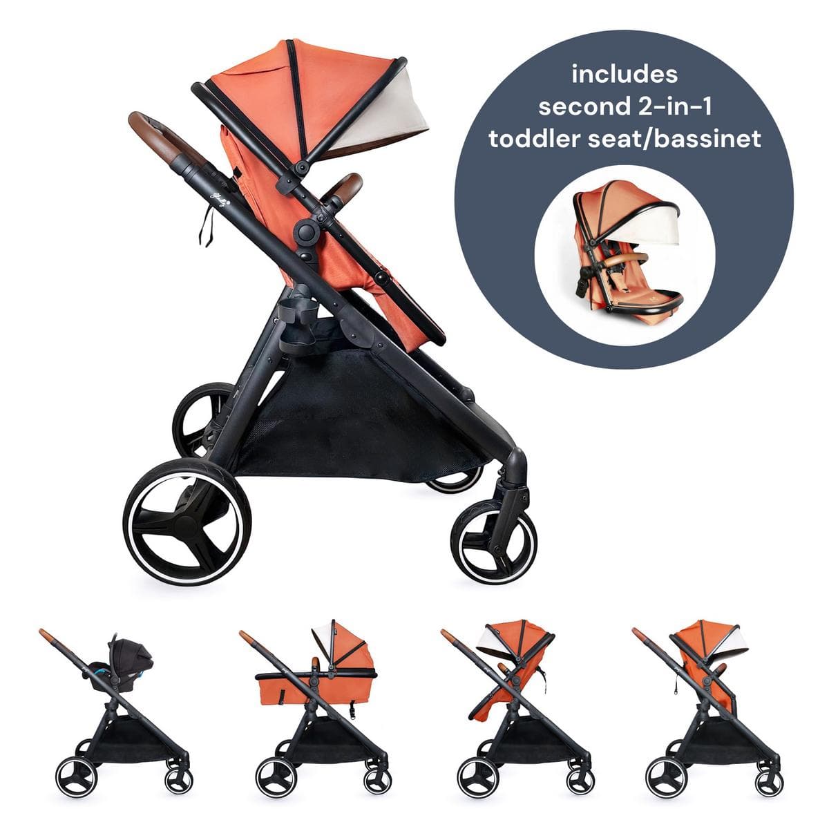 Gladly Family Piper Double Stroller Bundle - Sedona