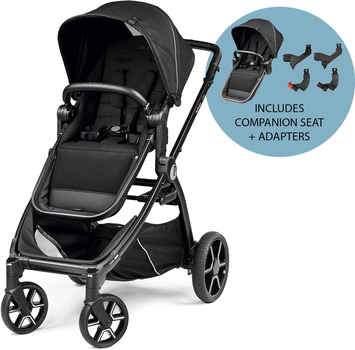 PEG Ypsi Double Stroller Bundle - True Black