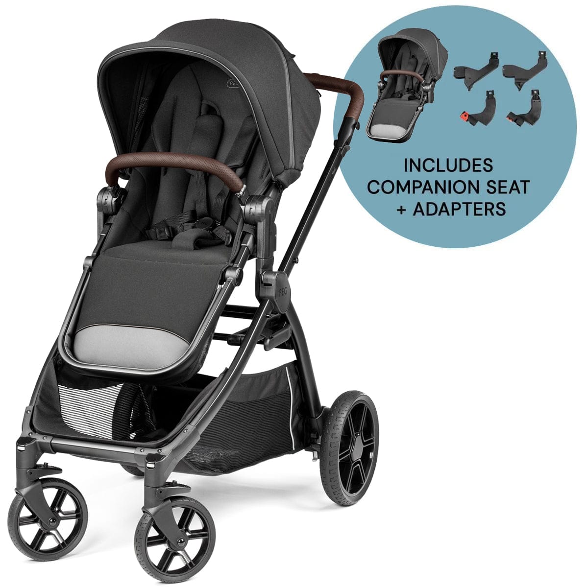 PEG YPSI Double Stroller Bundle - True Black