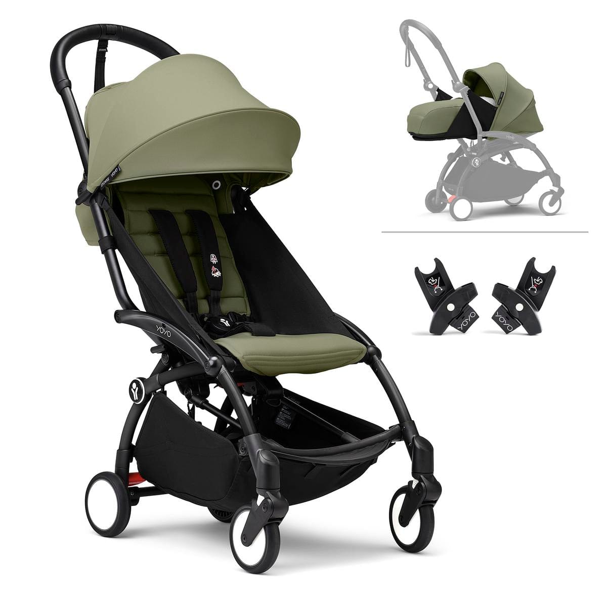 Stokke YOYO3 Ultra Compact Complete 0+/6+ Stroller + Car Seat Adapter (One Box) - Olive