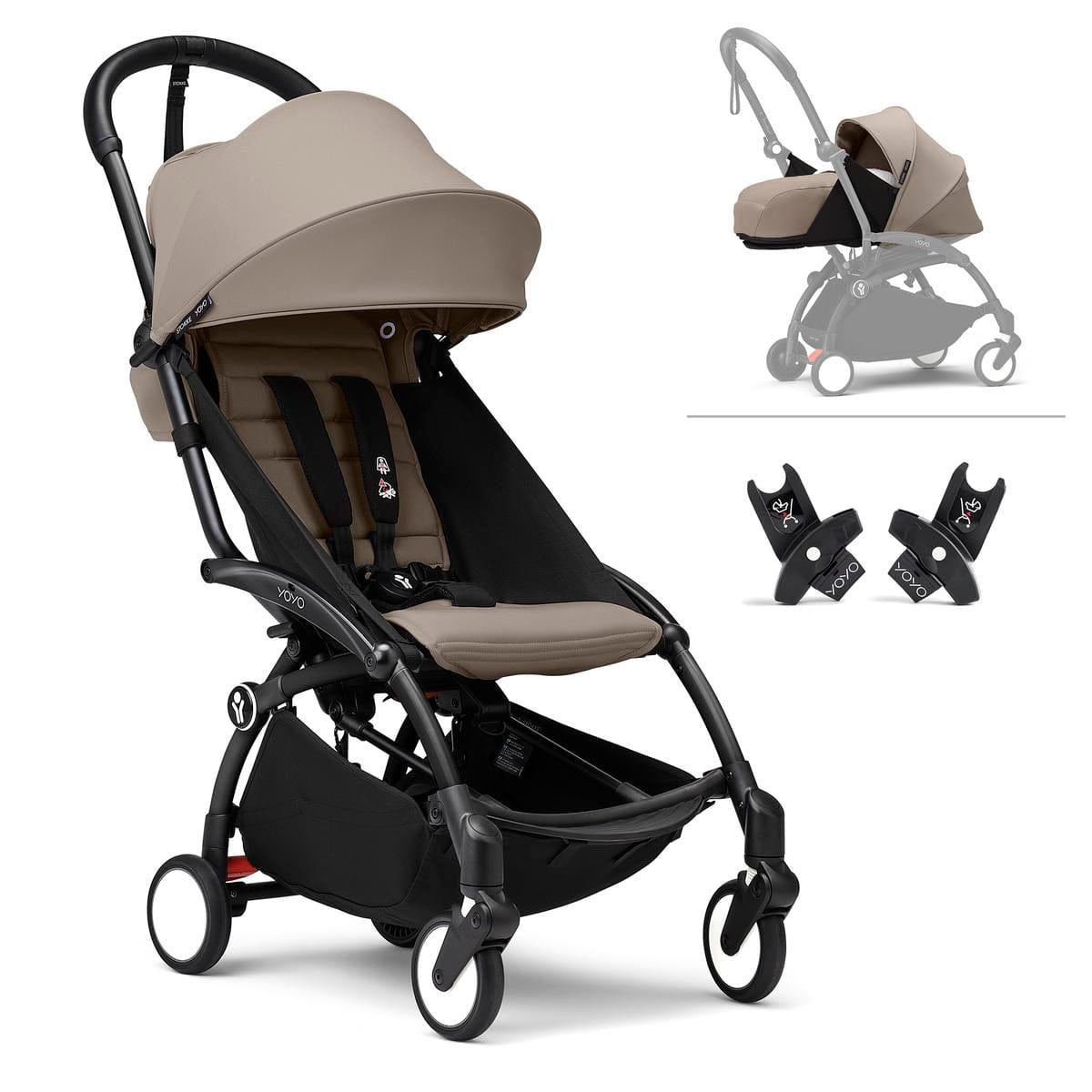 Stokke YOYO3 Ultra Compact Complete 0+/6+ Stroller + Car Seat Adapter (One Box) - Taupe