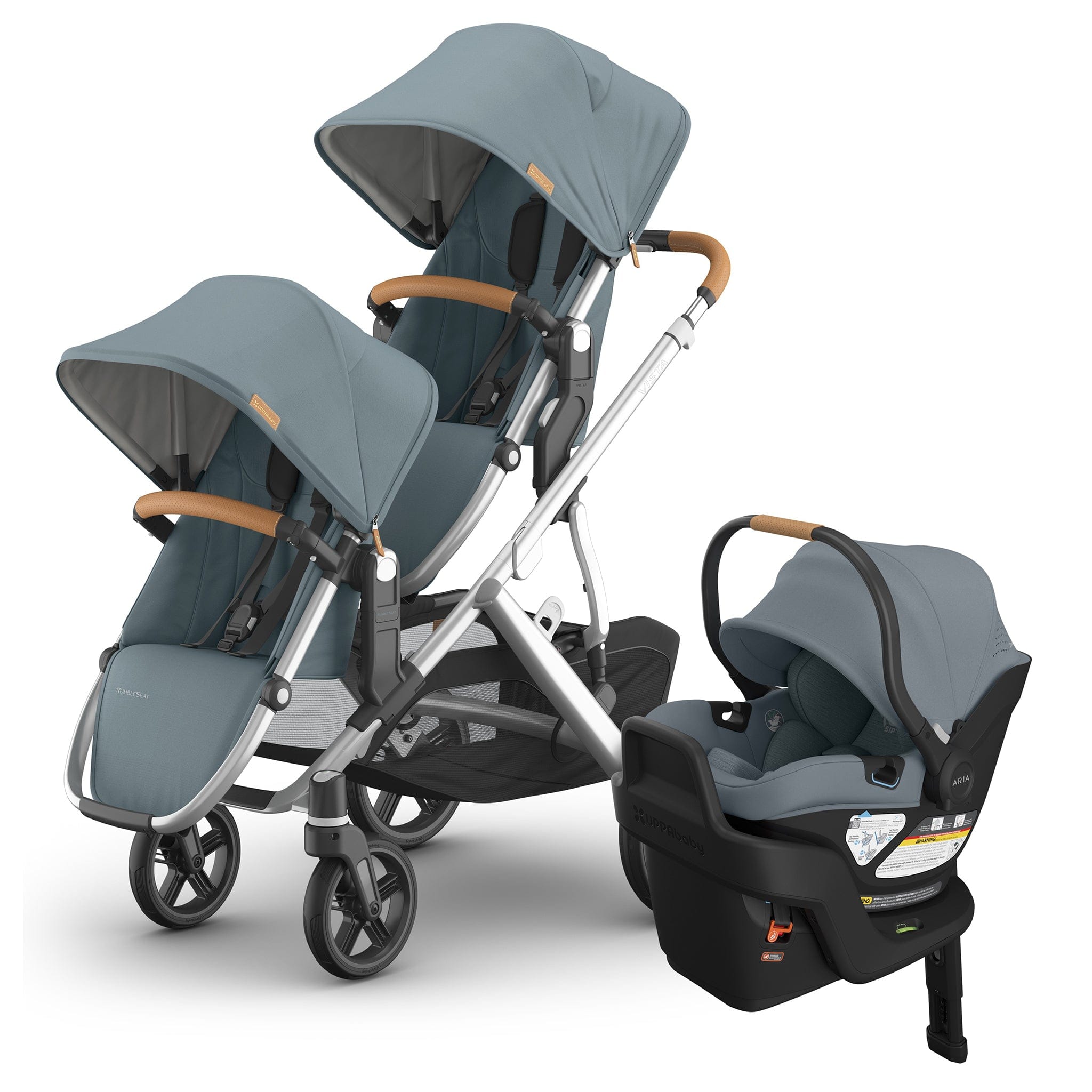 UPPAbaby Vista V3 Double Stroller with RumbleSeat V3 + Aria V2 Travel System Bundle - Callum / Callum