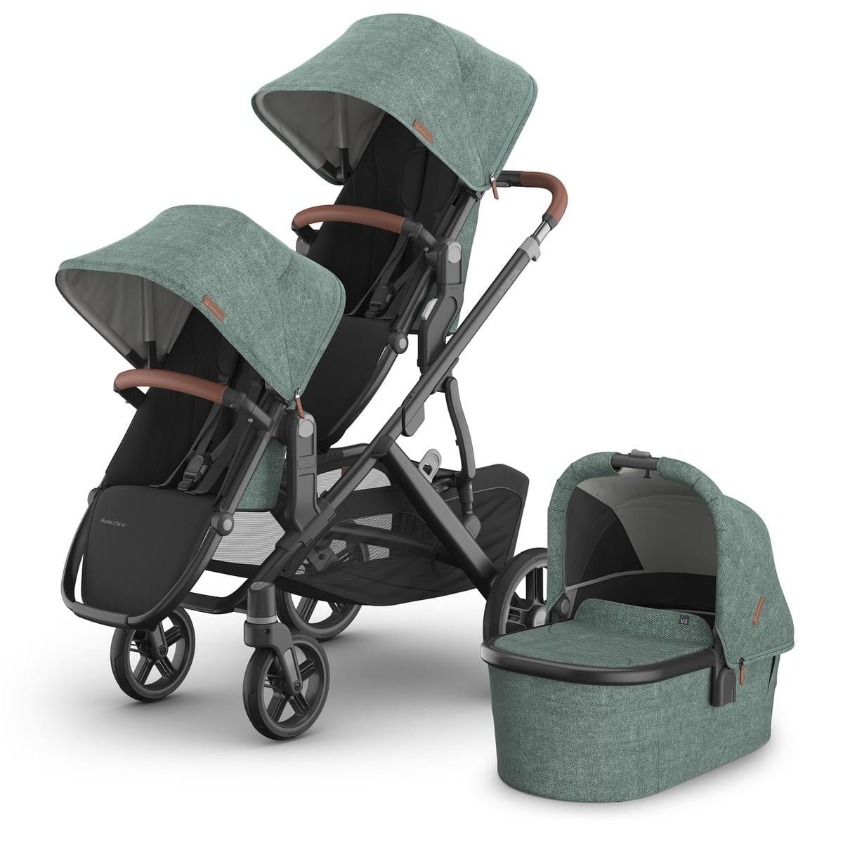 UPPAbaby Vista V3 Double Stroller with RumbleSeat V3 + Bassinet Bundle - Gwen