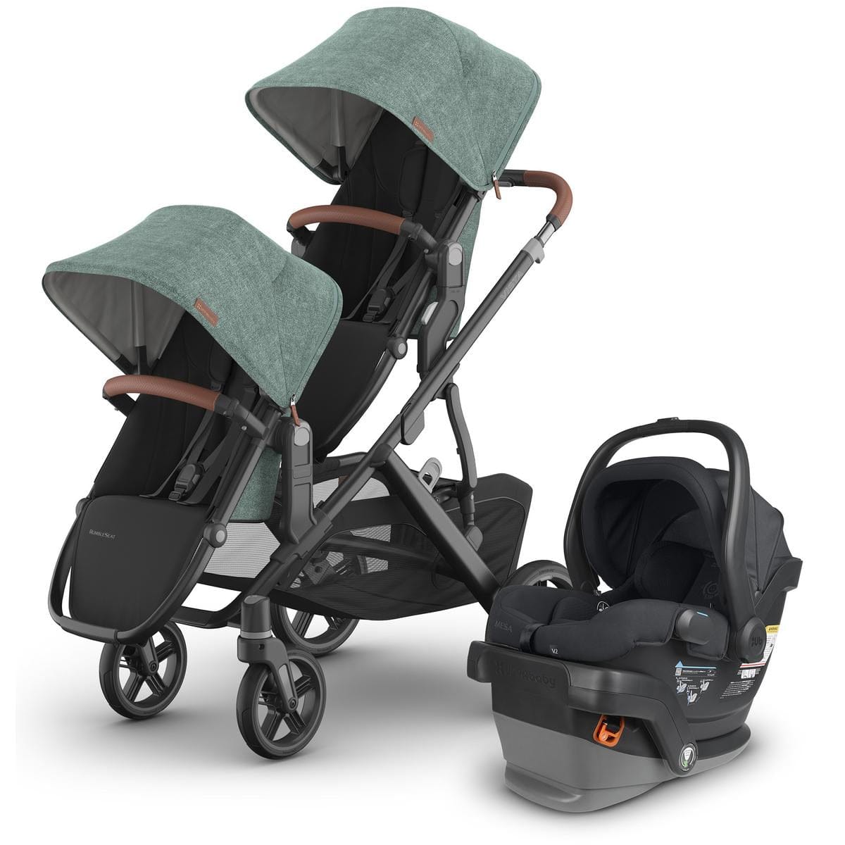 UPPAbaby Vista V3 Double Stroller with RumbleSeat V3 + Mesa V2 Travel System Bundle - Gwen / Jake