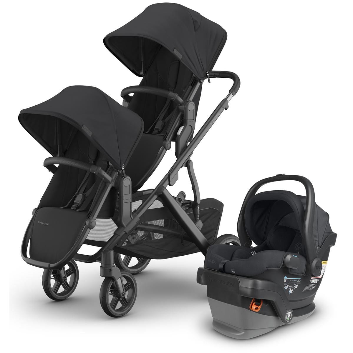 UPPAbaby Vista V3 Double Stroller with RumbleSeat V3 + Mesa V2 Travel System Bundle - Jake / Jake