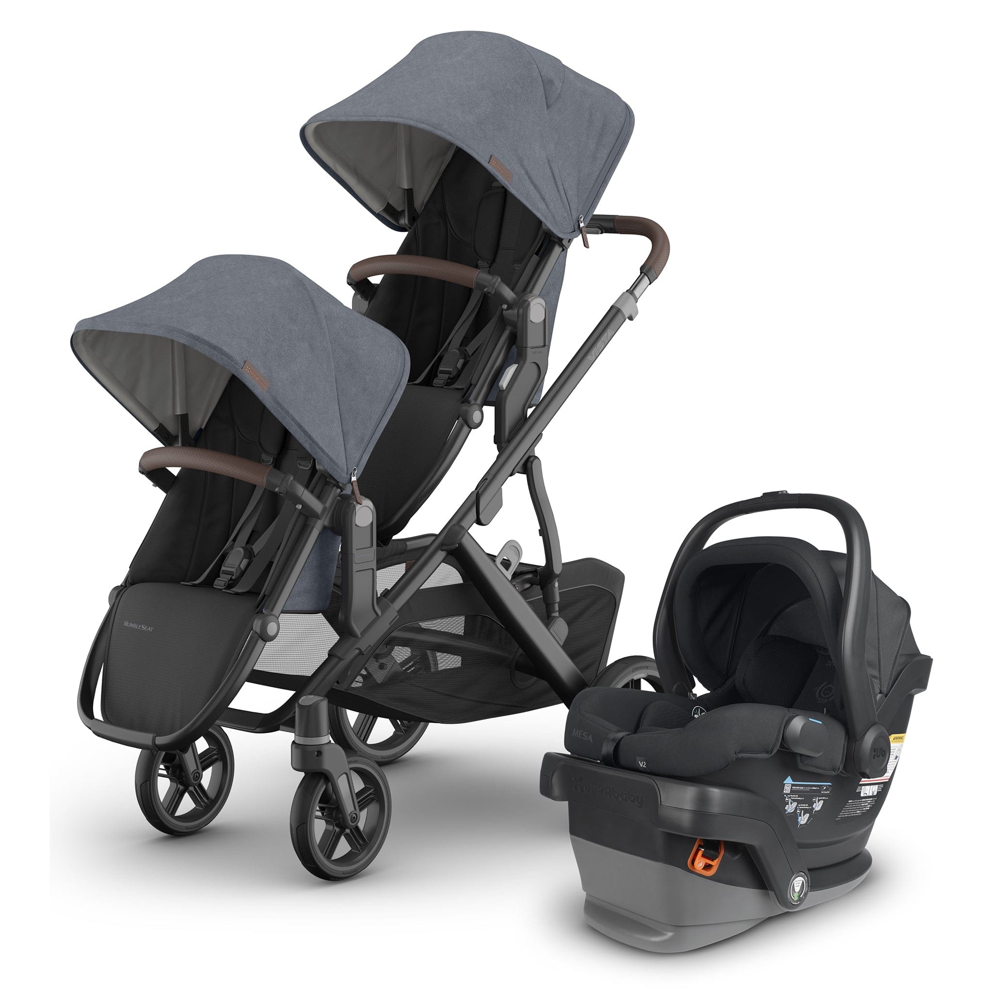 UPPAbaby Vista V3 Double Stroller with RumbleSeat V3 + Mesa V2 Travel System Bundle - Julian / Jake