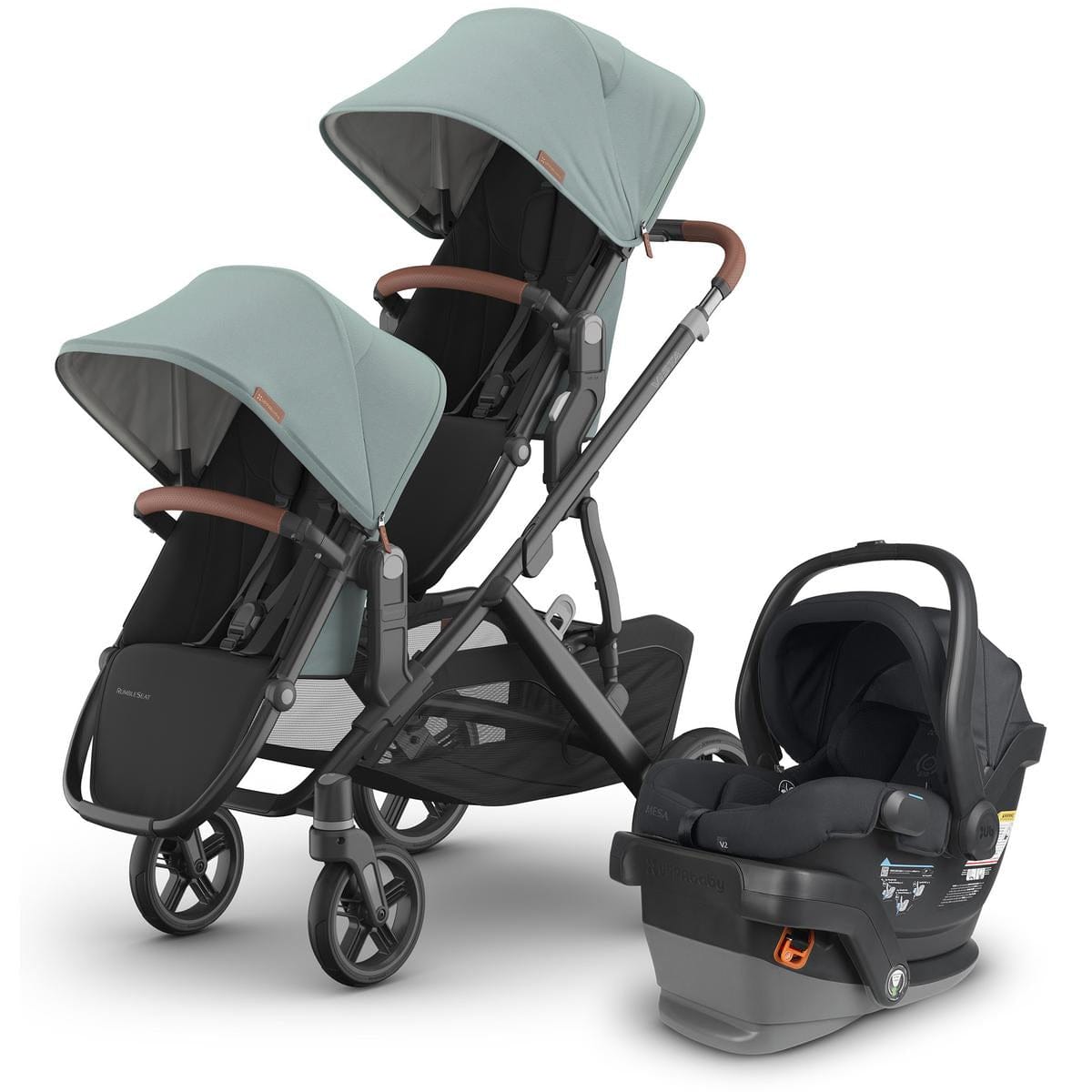 UPPAbaby Vista V3 Double Stroller with RumbleSeat V3 + Mesa V2 Travel System Bundle - Kenzi / Jake