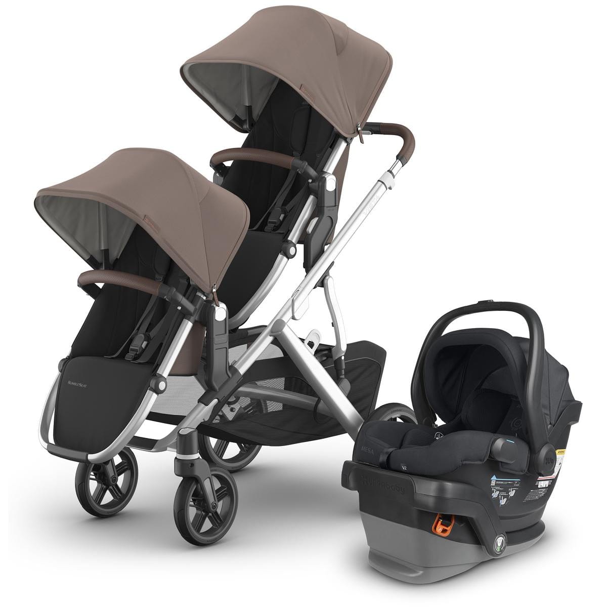 UPPAbaby Vista V3 Double Stroller with RumbleSeat V3 + Mesa V2 Travel System Bundle - Theo / Jake