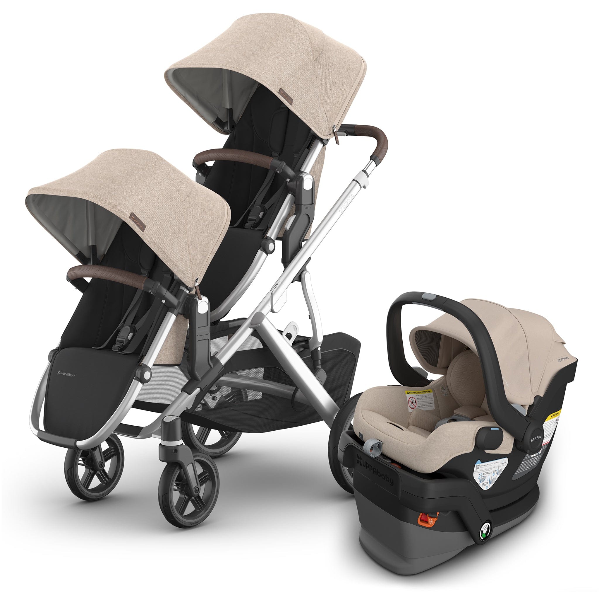UPPAbaby Vista V3 Double Stroller with RumbleSeat V3 + Mesa V3 Travel System Bundle - Declan / Declan