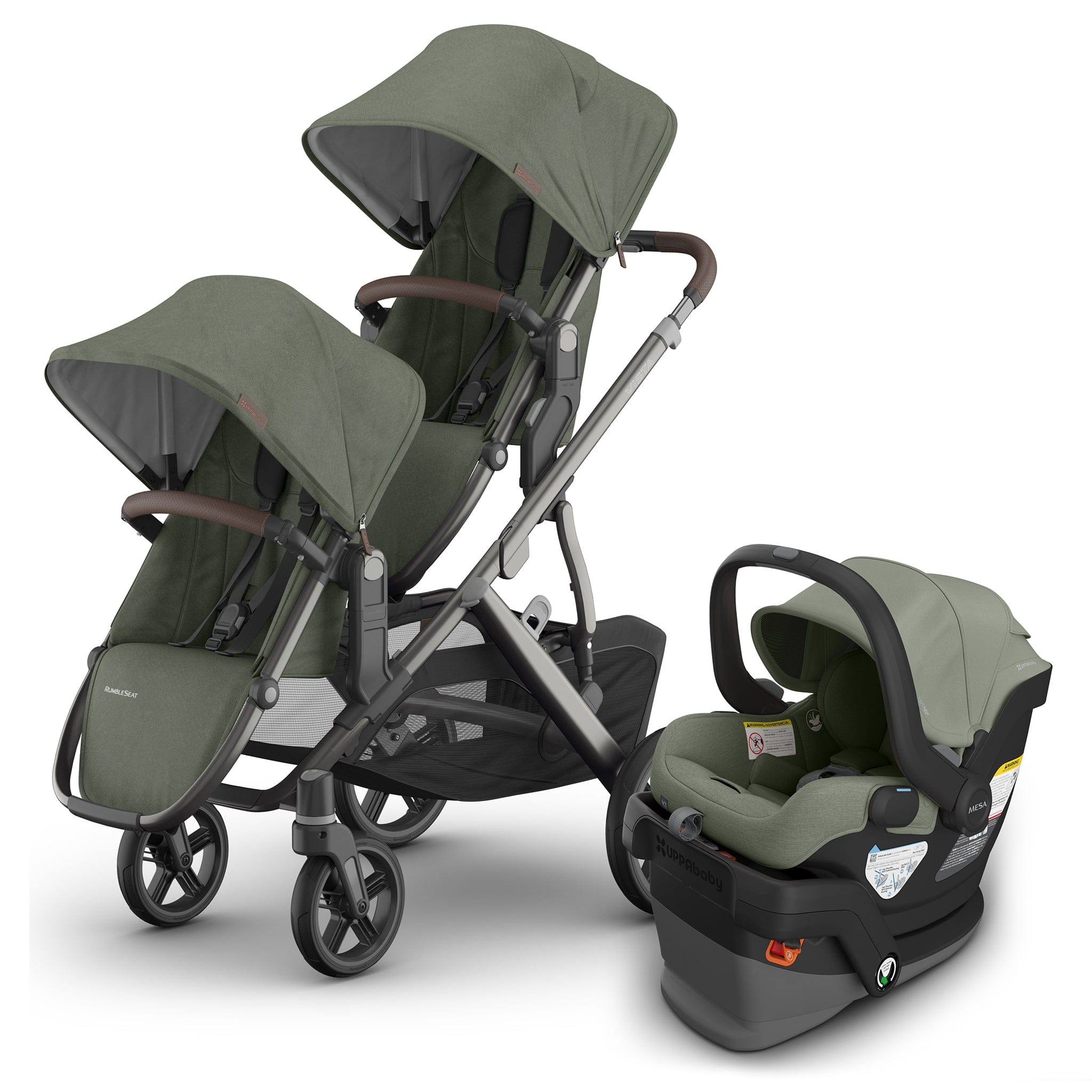 UPPAbaby Vista V3 Double Stroller with RumbleSeat V3 + Mesa V3 Travel System Bundle - Evelyn / Evelyn