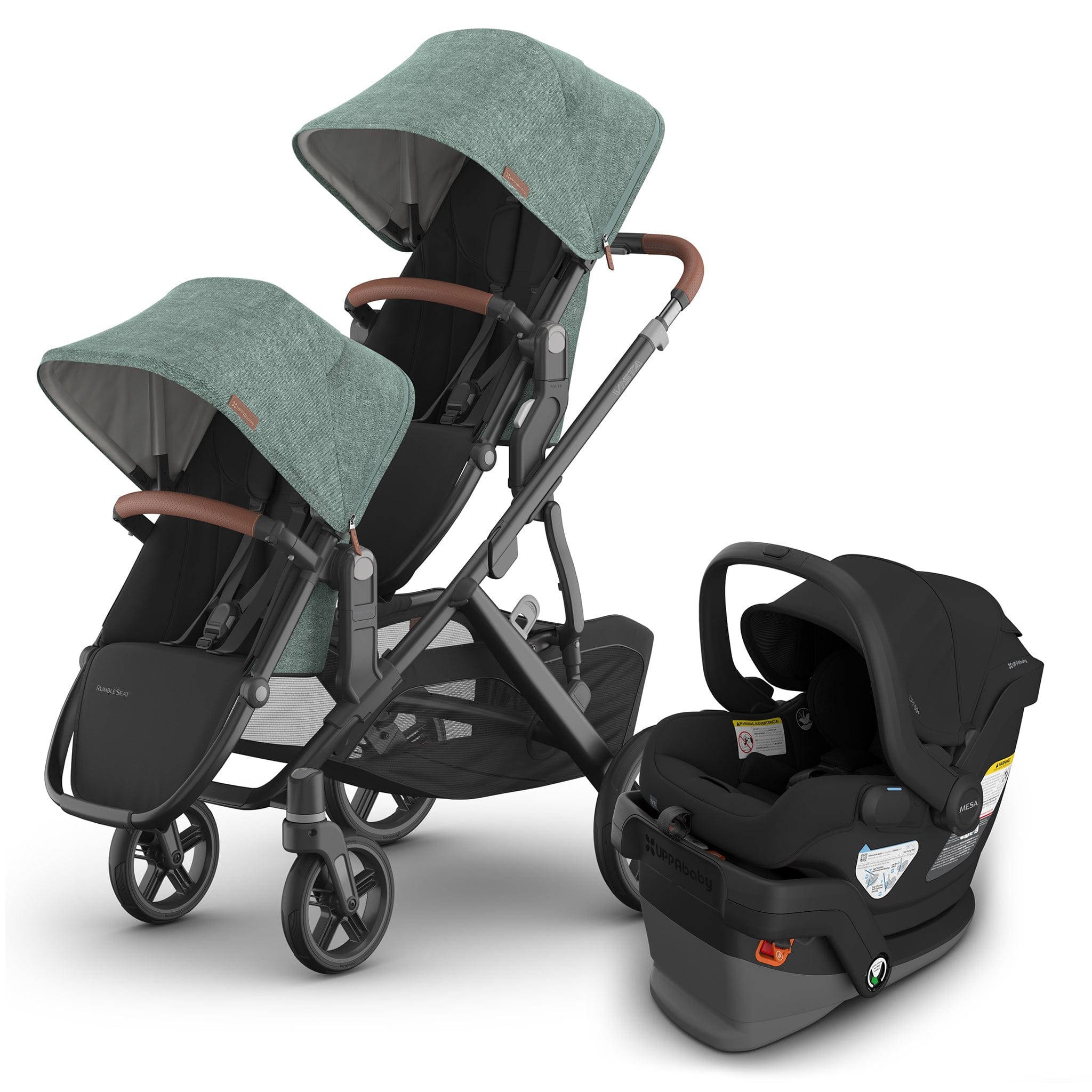 UPPAbaby Vista V3 Double Stroller with RumbleSeat V3 + Mesa V3 Travel System Bundle - Gwen / Jake