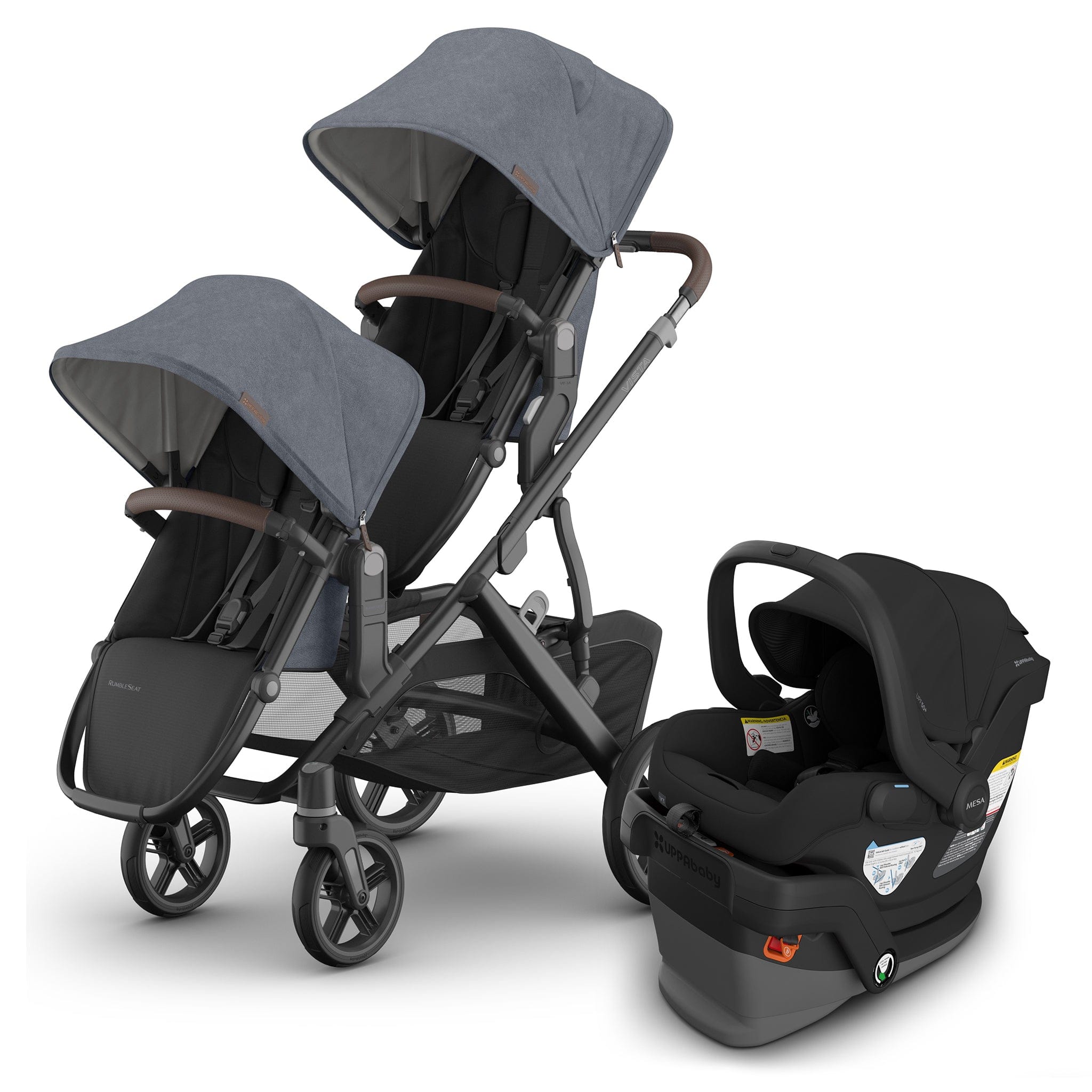 UPPAbaby Vista V3 Double Stroller with RumbleSeat V3 + Mesa V3 Travel System Bundle - Julian / Jake