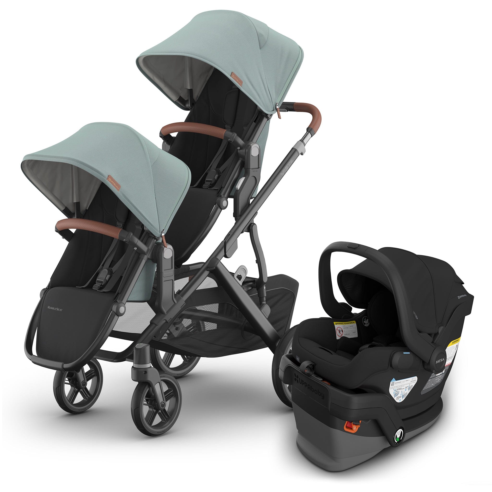UPPAbaby Vista V3 Double Stroller with RumbleSeat V3 + Mesa V3 Travel System Bundle - Kenzi / Jake
