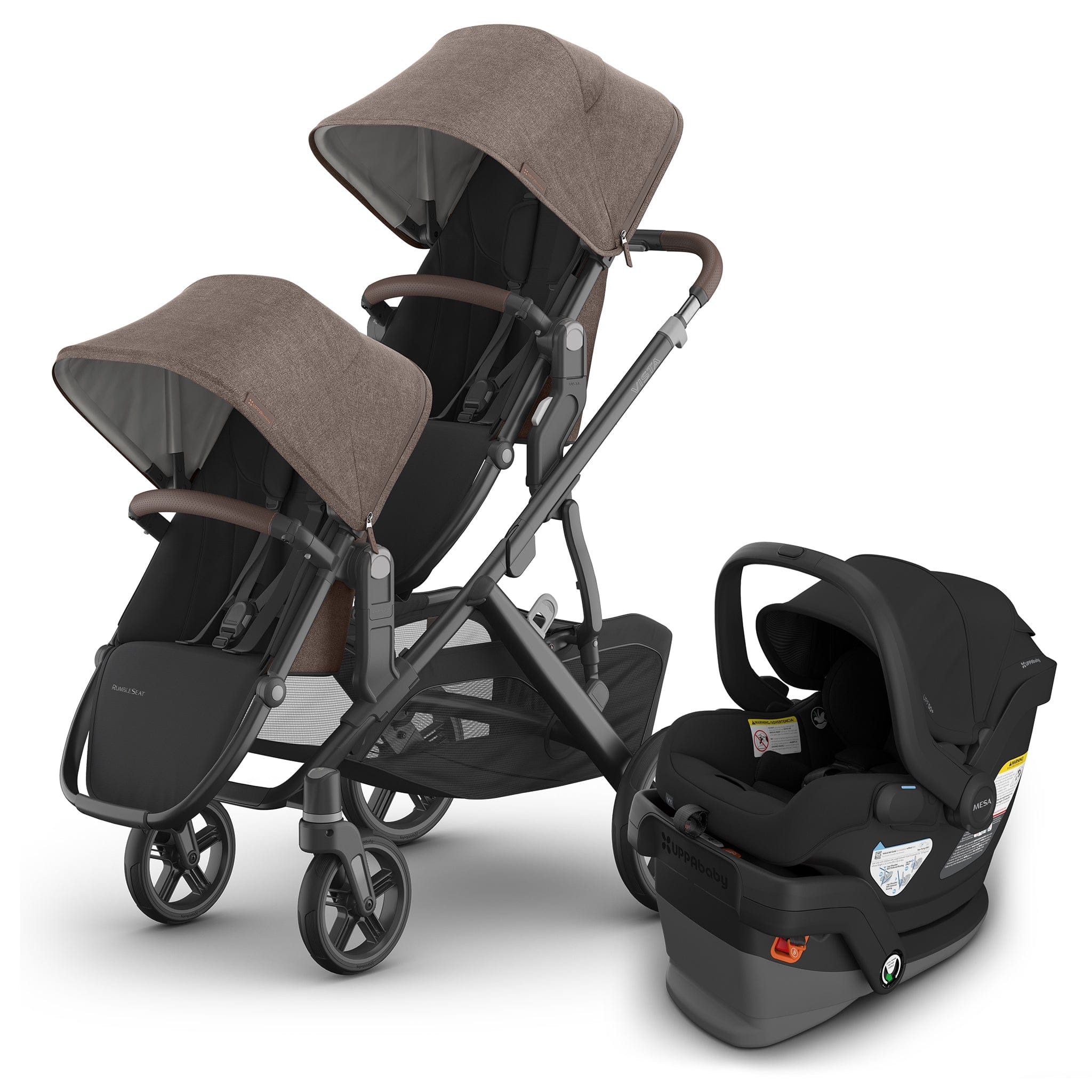 UPPAbaby Vista V3 Double Stroller with RumbleSeat V3 + Mesa V3 Travel System Bundle - Owen / Jake