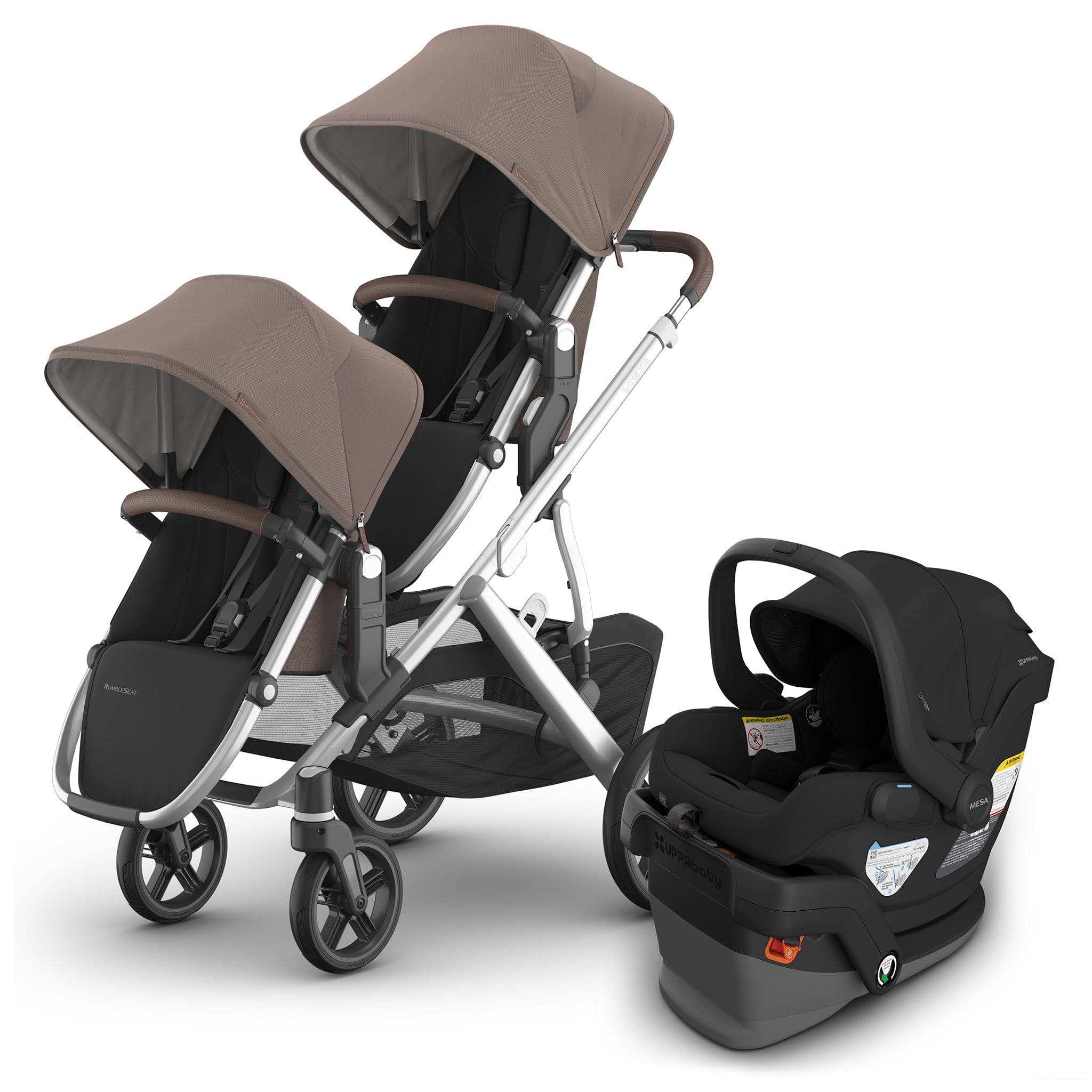 UPPAbaby Vista V3 Double Stroller with RumbleSeat V3 + Mesa V3 Travel System Bundle - Theo / Jake