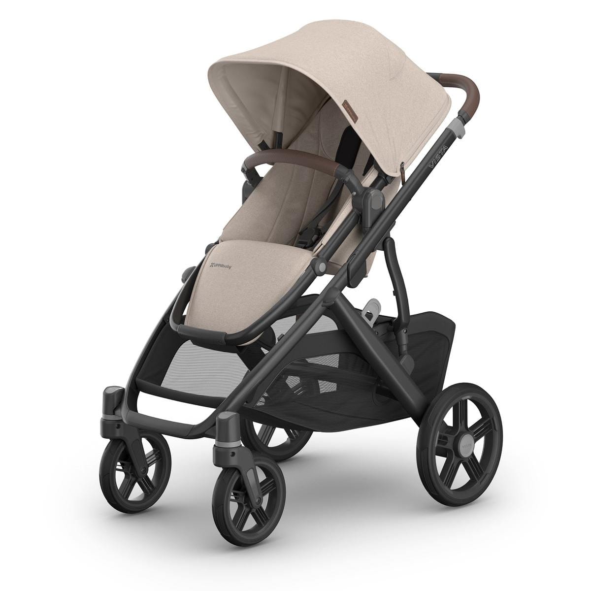 UPPAbaby Vista V3  Single-to-Double Stroller - Ada (Sandstone Melange / Carbon Frame / Chestnut Leather)