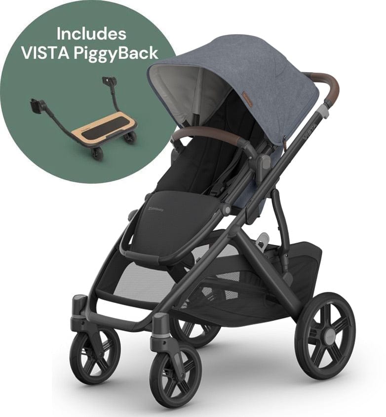 UPPAbaby Vista V3 Single-to-Double Stroller + PiggyBack Ride-Along Bundle - Julian