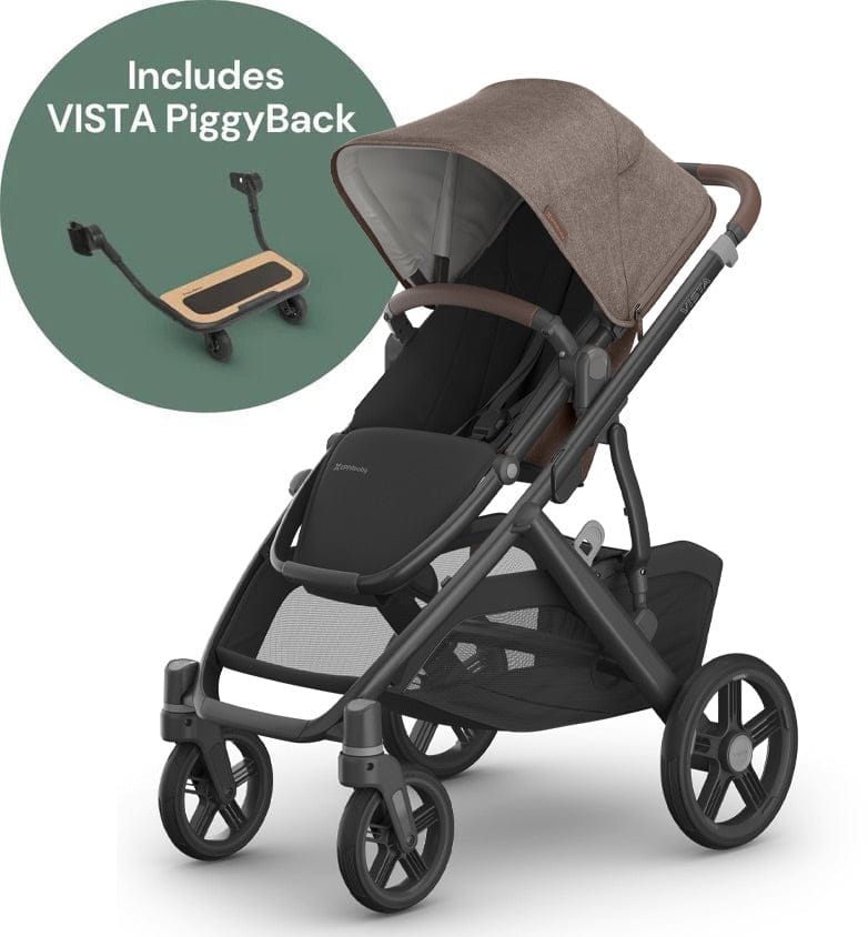 UPPAbaby Vista V3 Single-to-Double Stroller + PiggyBack Ride-Along Bundle - Owen