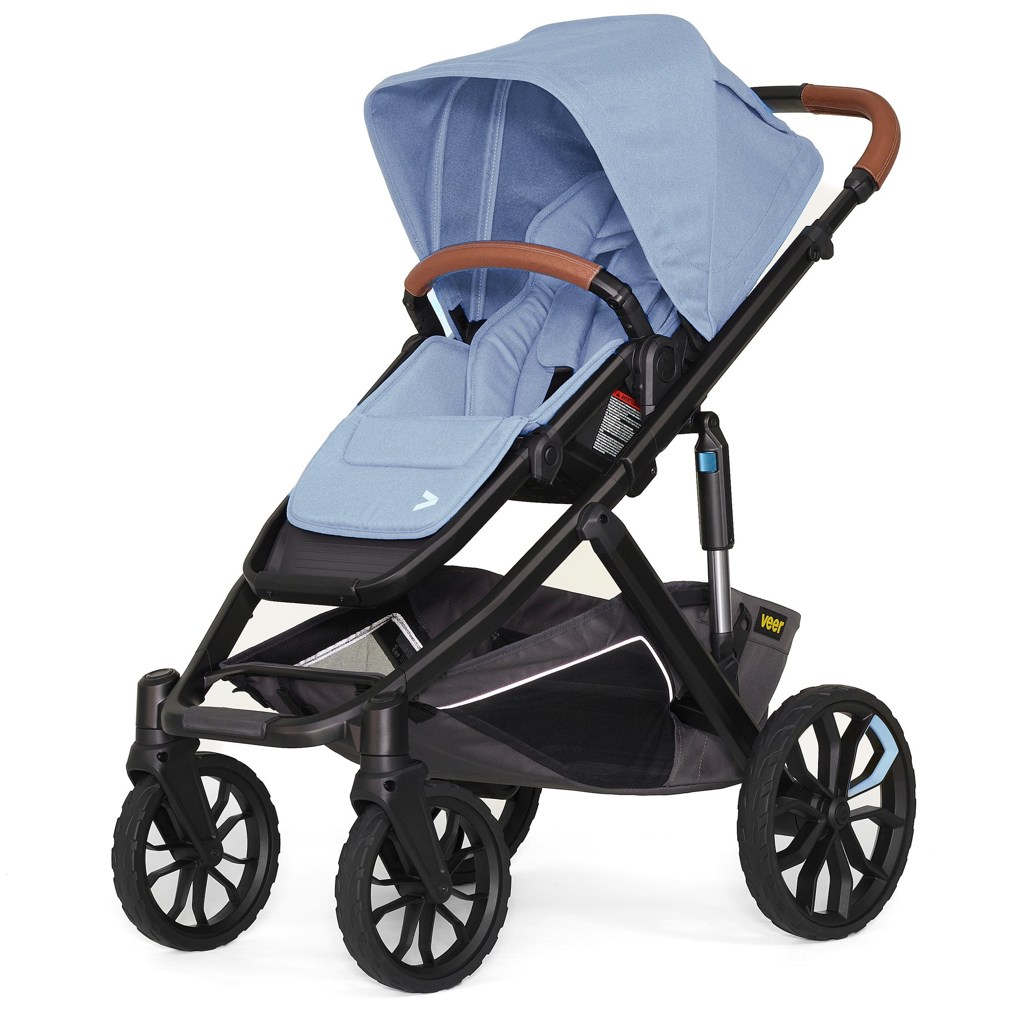Veer Switch&Roll Luxe Single-to-Double Stroller Bundle with Leather Kit - Blue Beryl