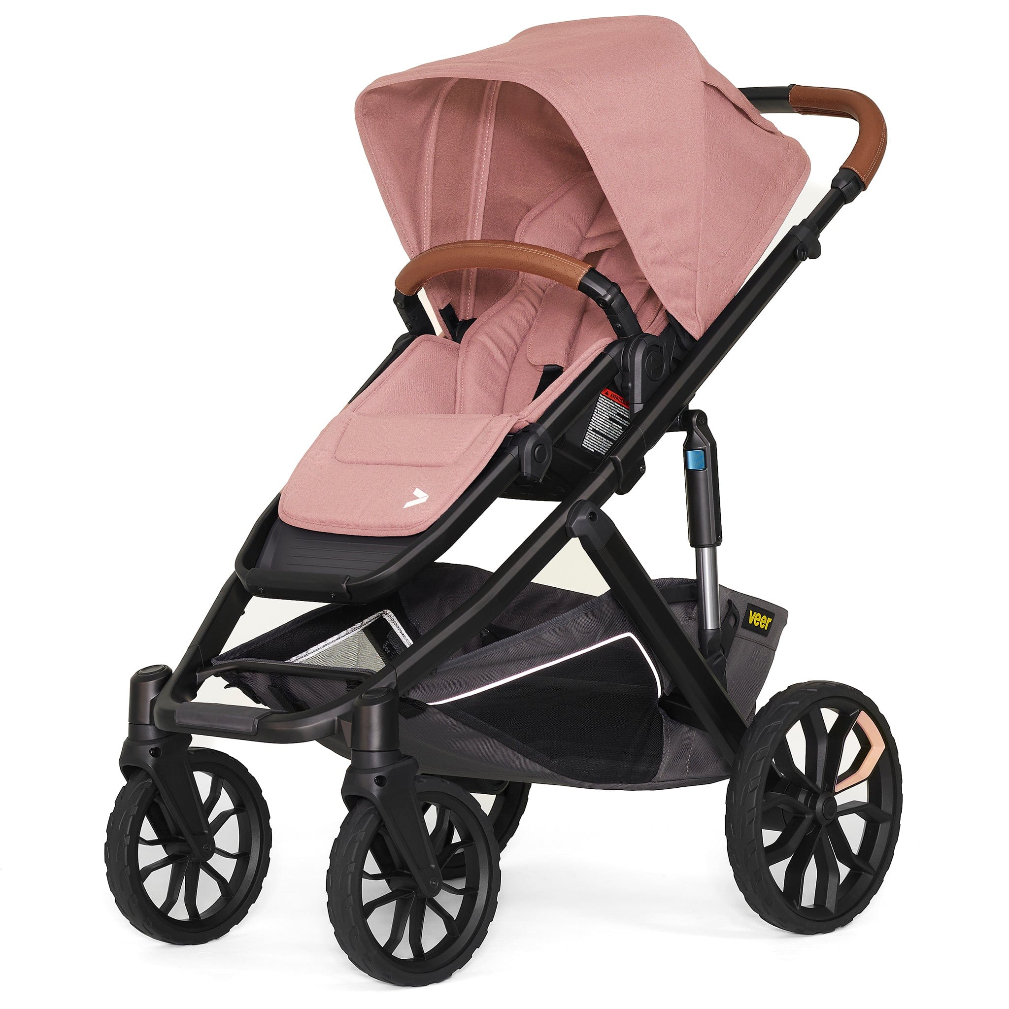 Veer Switch&Roll Luxe Single-to-Double Stroller Bundle with Leather Kit - Rose Quartz